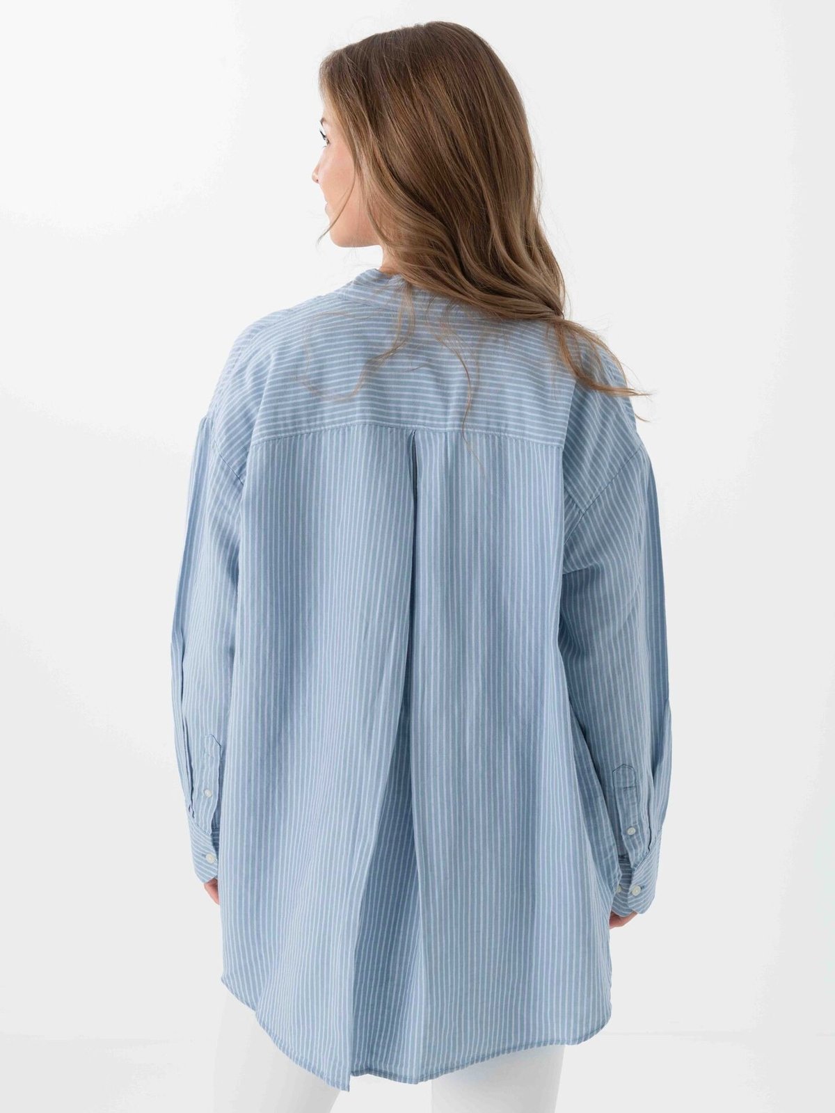 Selected Femme Cleo Oversize Linen Blend Shirt Dusty Blue / Bright White
