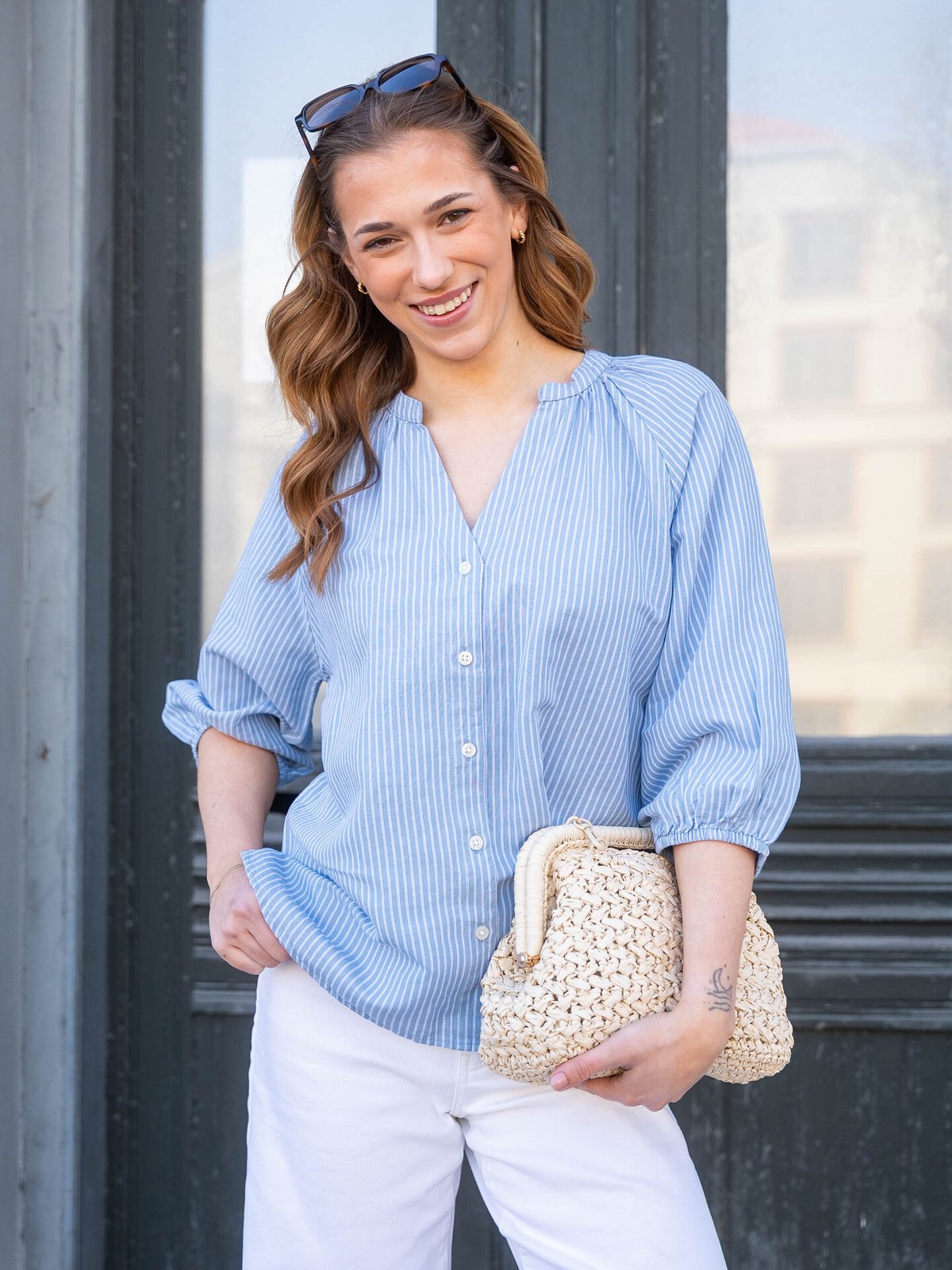 Selected Femme Cleo-Alberta Linen Blend Shirt Dusty Blue