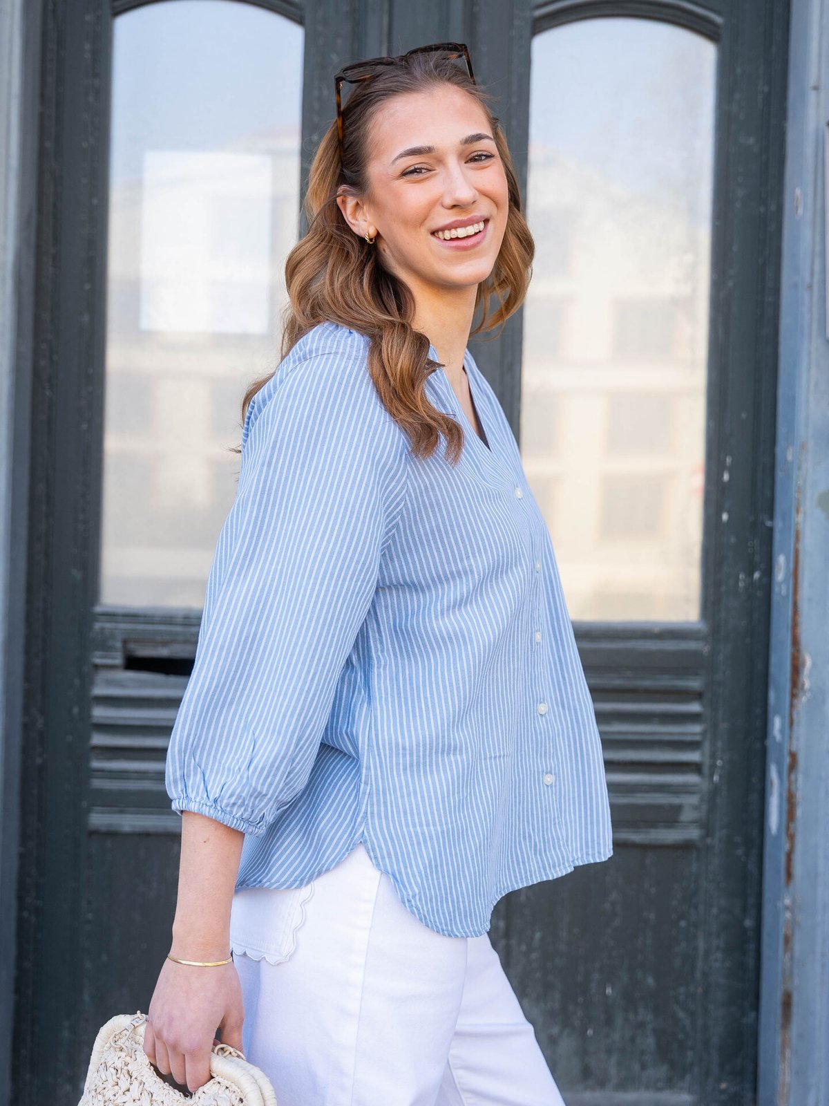 Selected Femme Cleo-Alberta Linen Blend Shirt Dusty Blue