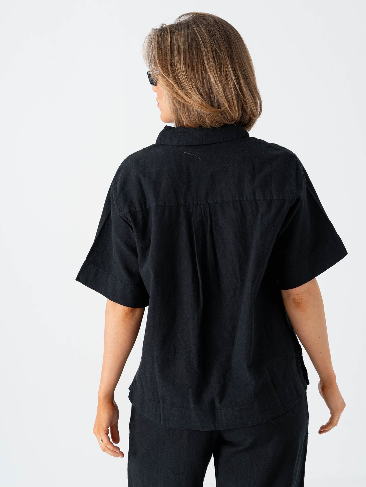 Selected Femme Luisa Linen Blend Polo Black