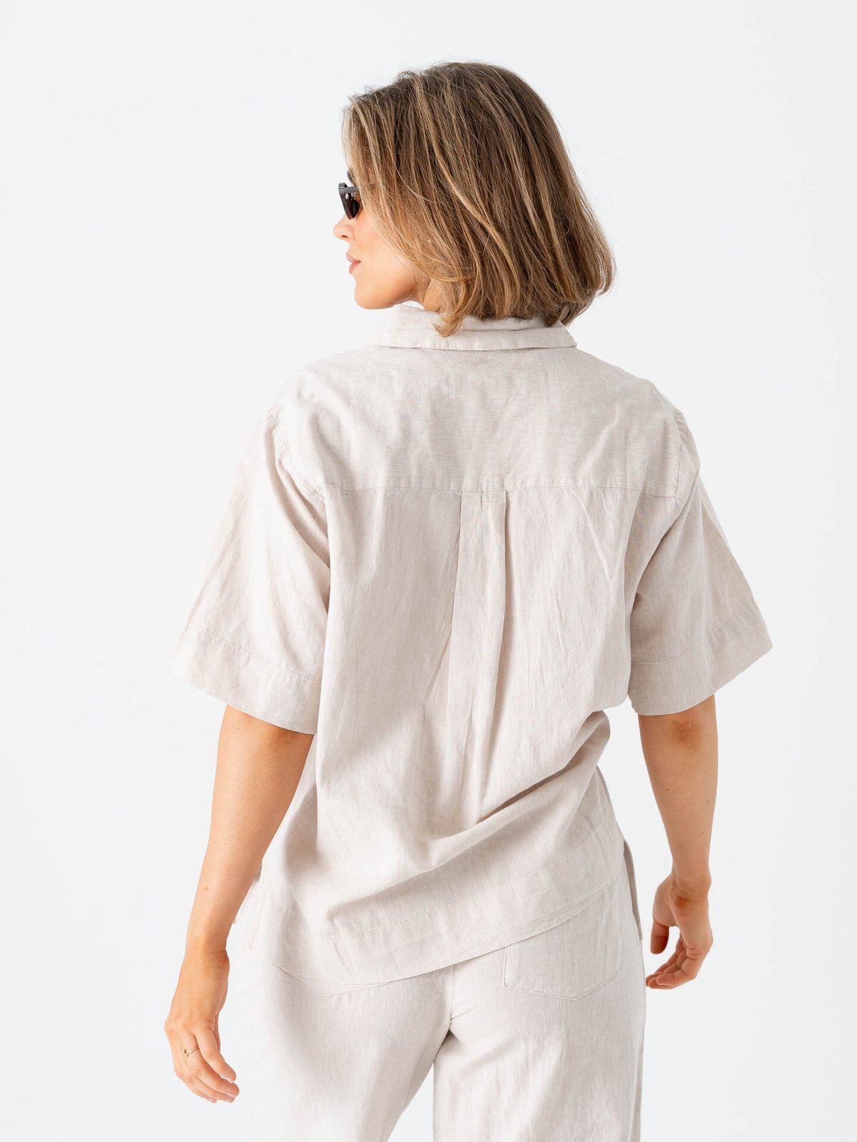 Selected Femme Luisa Linen Blend Polo Sandshell