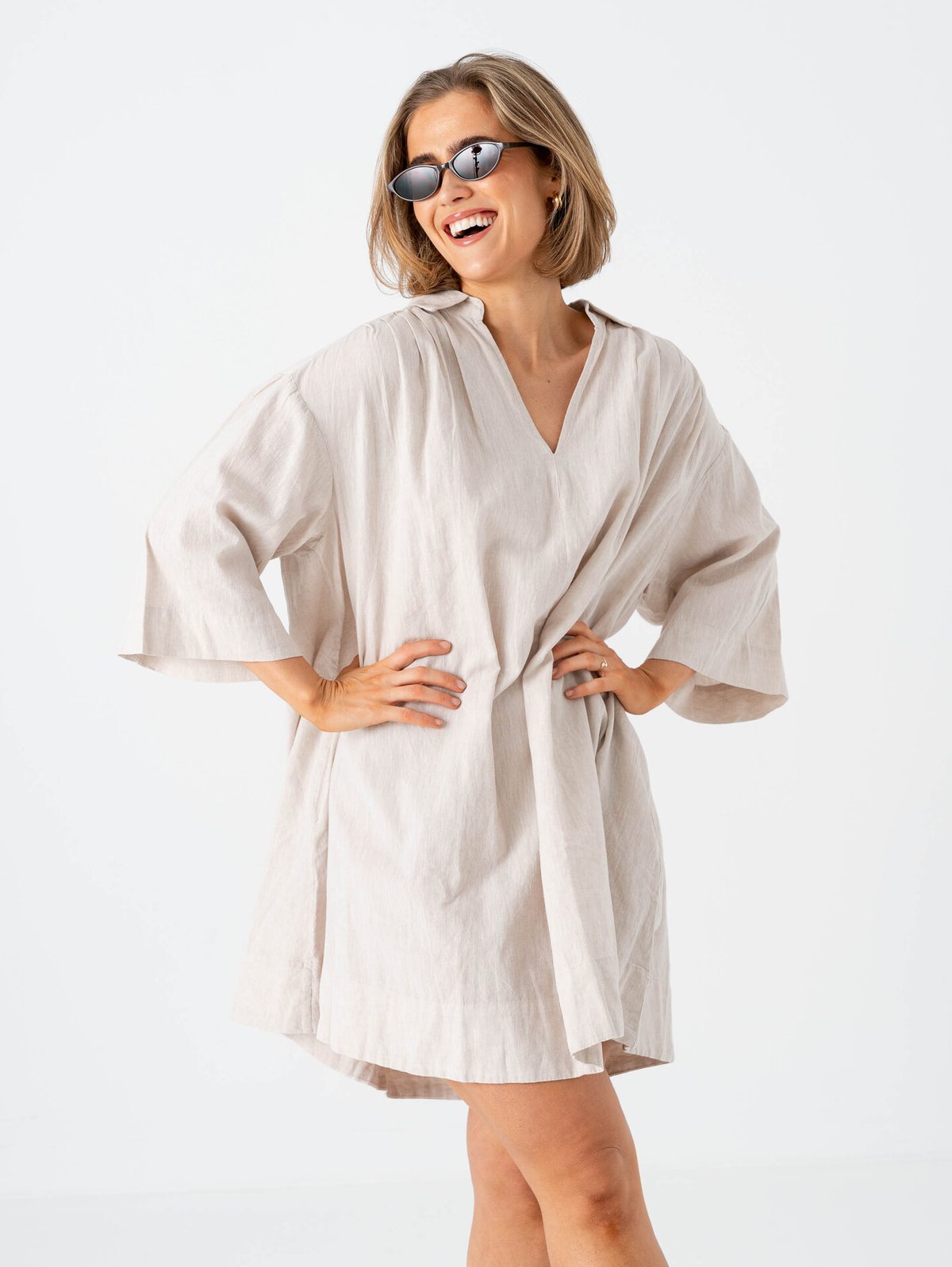 Selected Femme Luisa Talia Linen Blend Dress Sandshell