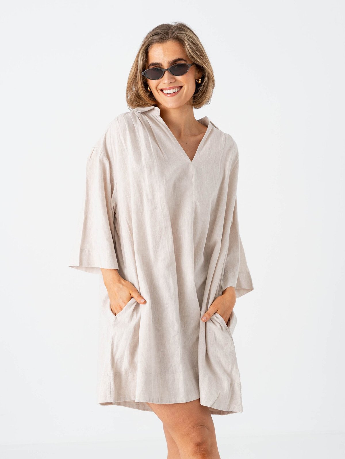 Selected Femme Luisa Talia Linen Blend Dress Sandshell