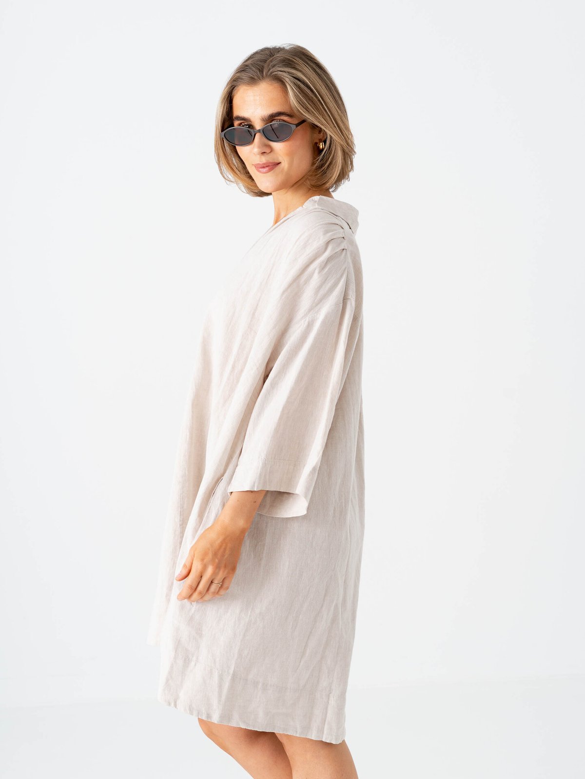 Selected Femme Luisa Talia Linen Blend Dress Sandshell