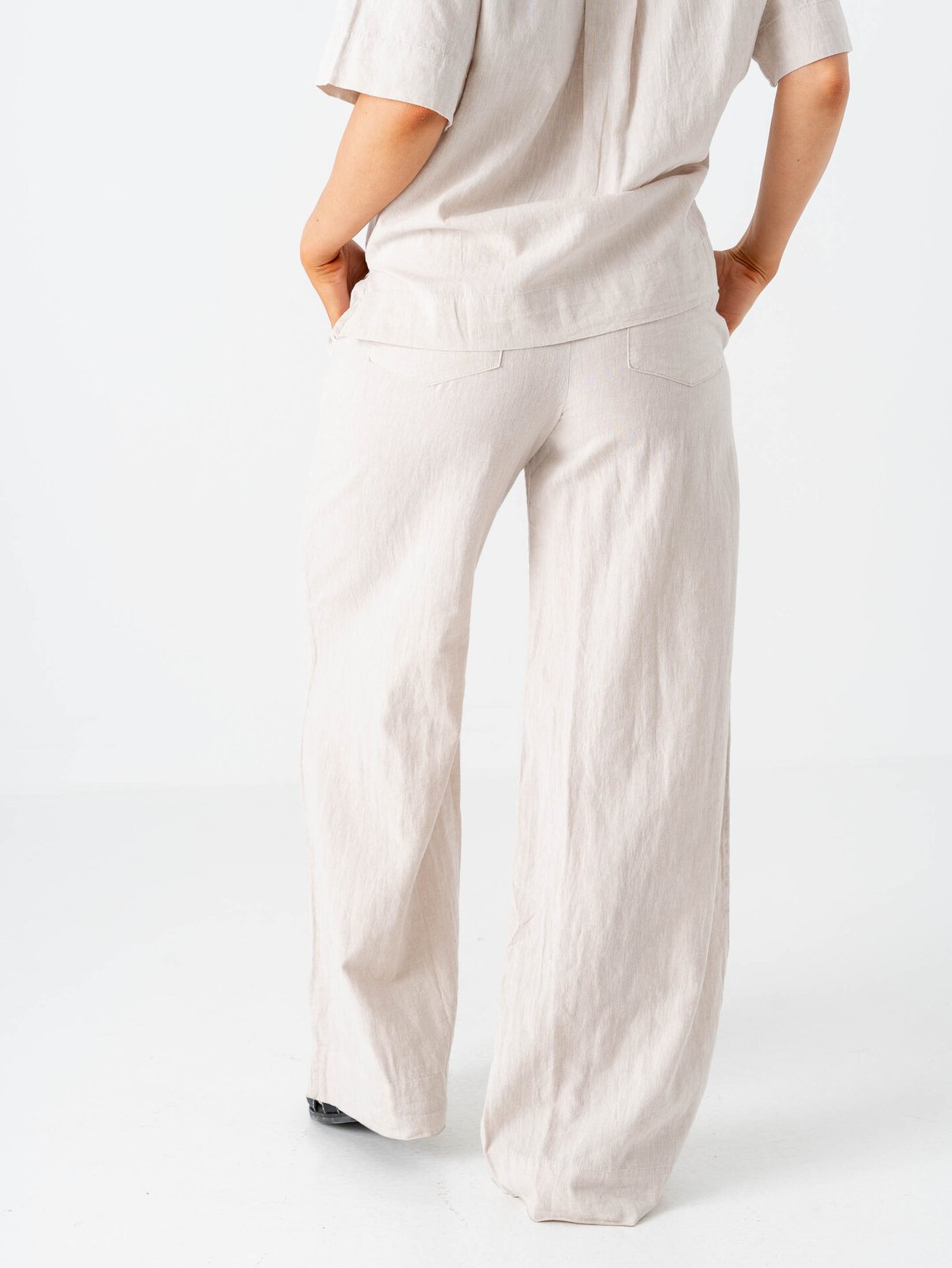 Selected Femme Luisa Mid Waist Wide Linen Blend Pant Sandshell