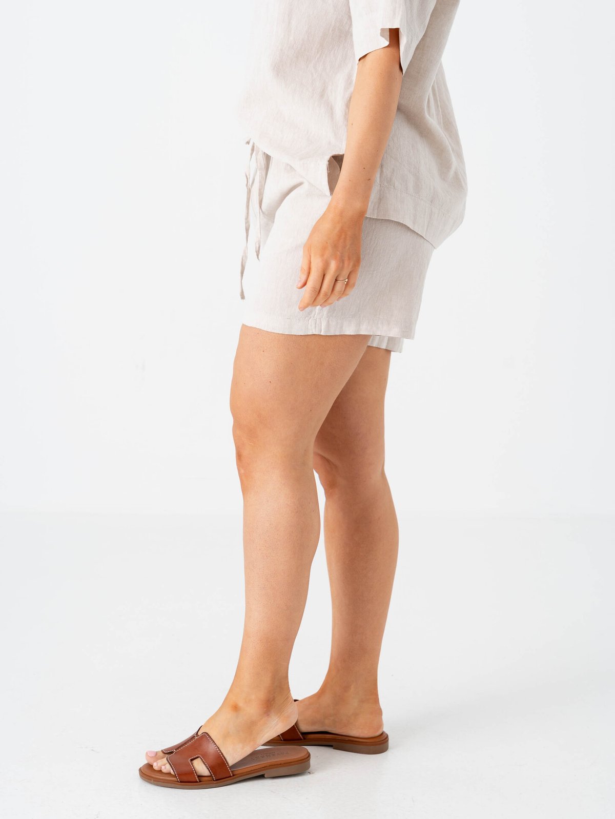 Selected Femme Luisa Linnie Linen Blend Shorts Sandshell