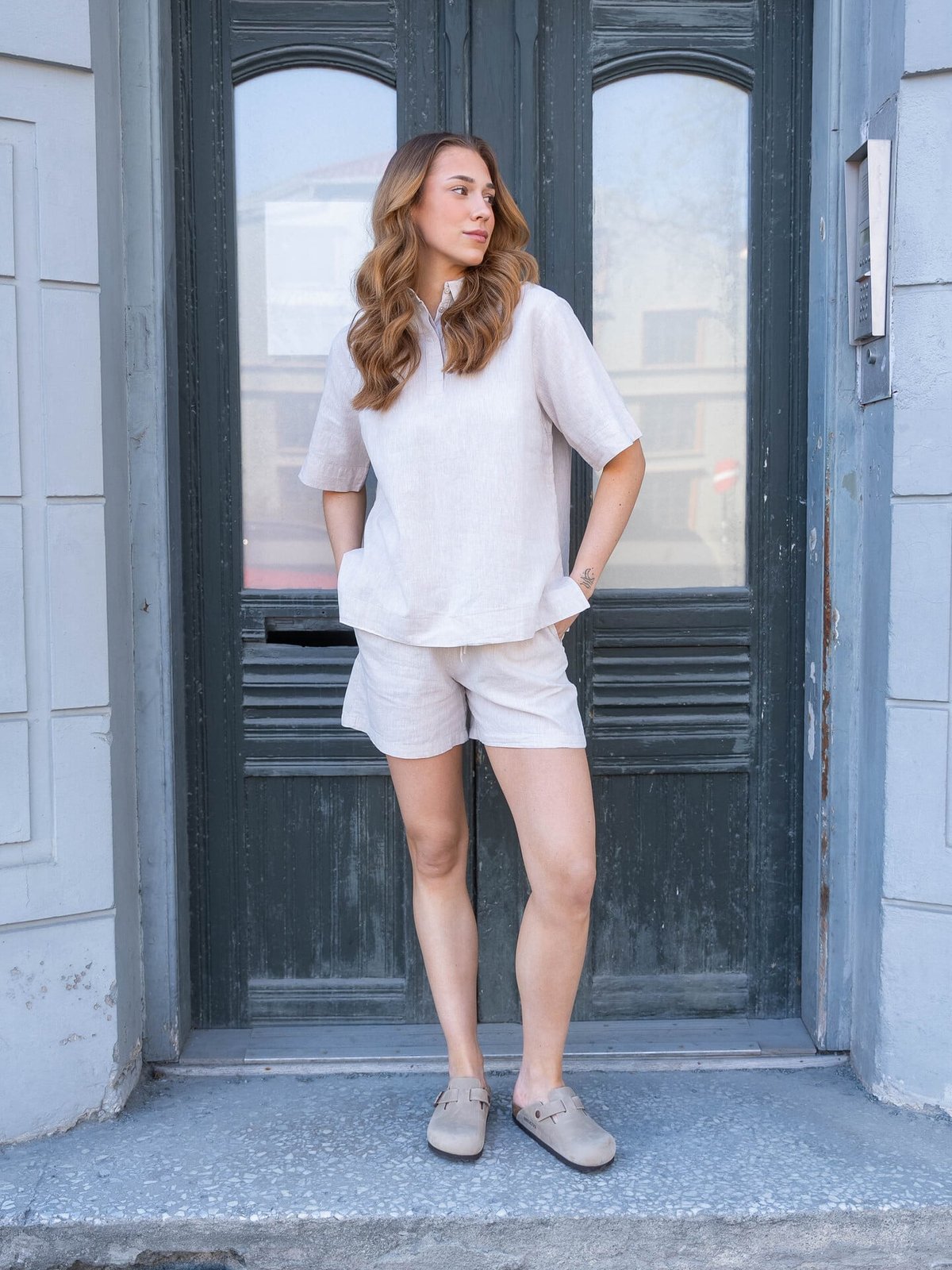 Selected Femme Luisa Linnie Linen Blend Shorts Sandshell