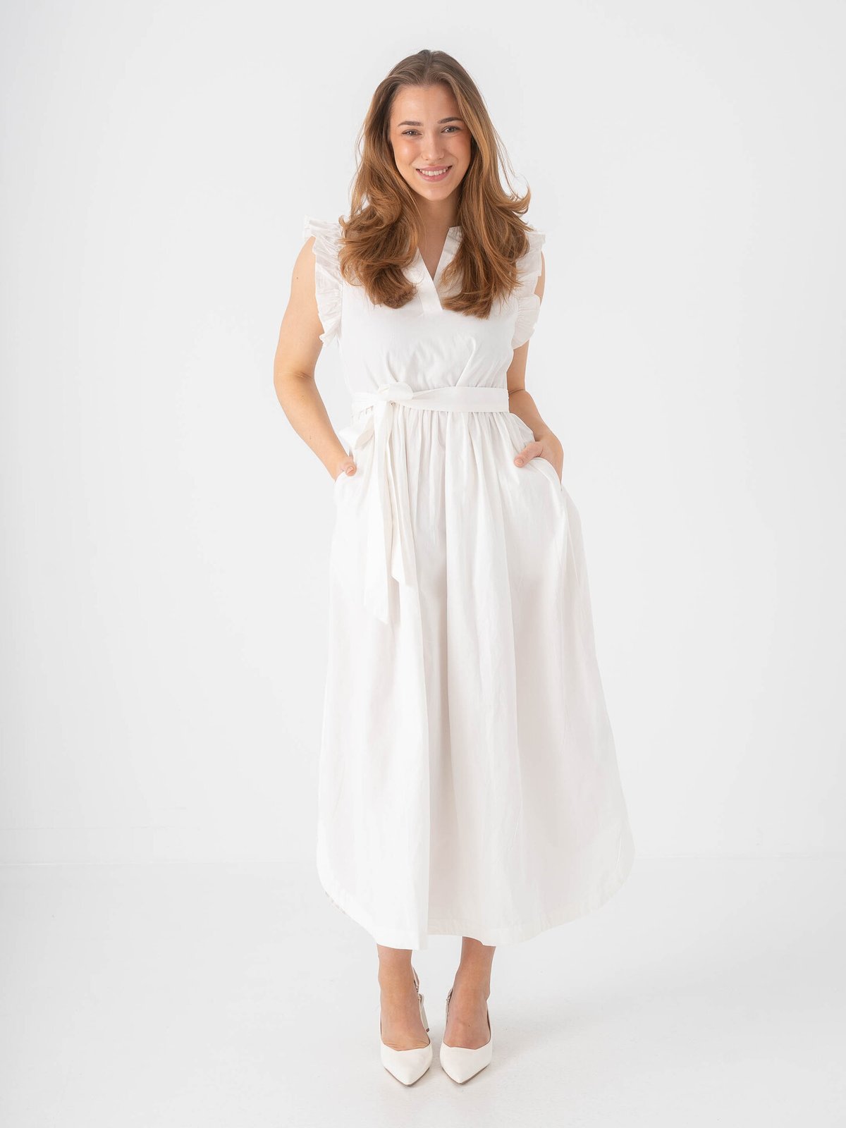 Selected Femme Blair Ida Regular Short Sleeve Long Dress Bright White