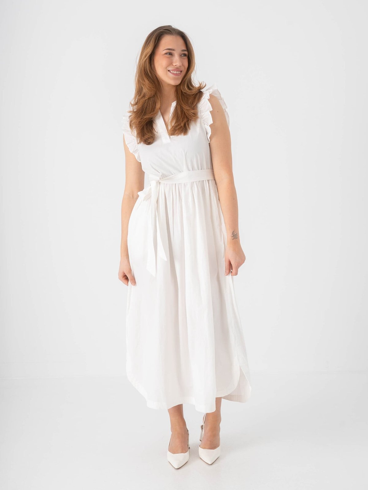 Selected Femme Blair Ida Regular Short Sleeve Long Dress Bright White