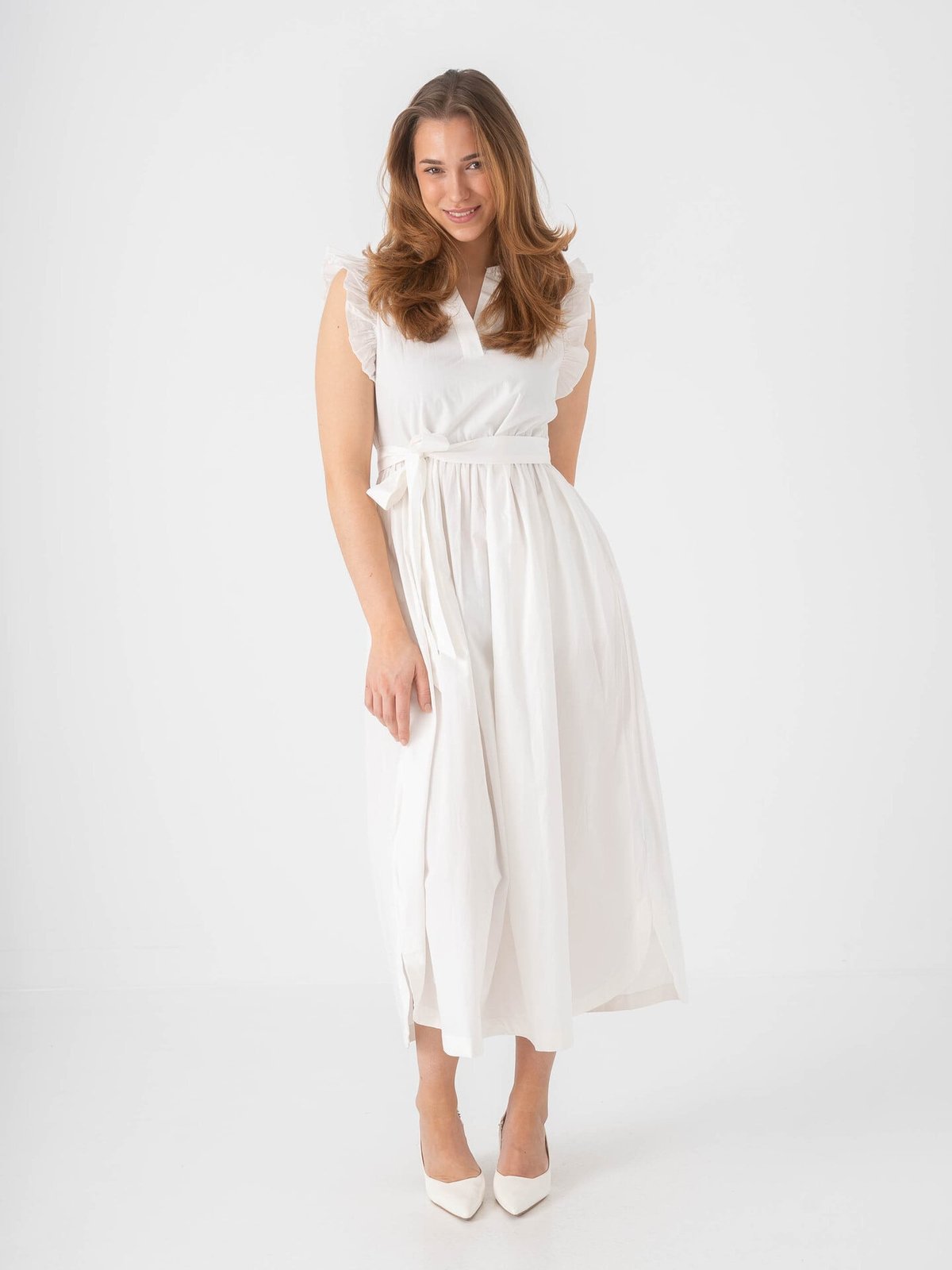Selected Femme Blair Ida Regular Short Sleeve Long Dress Bright White