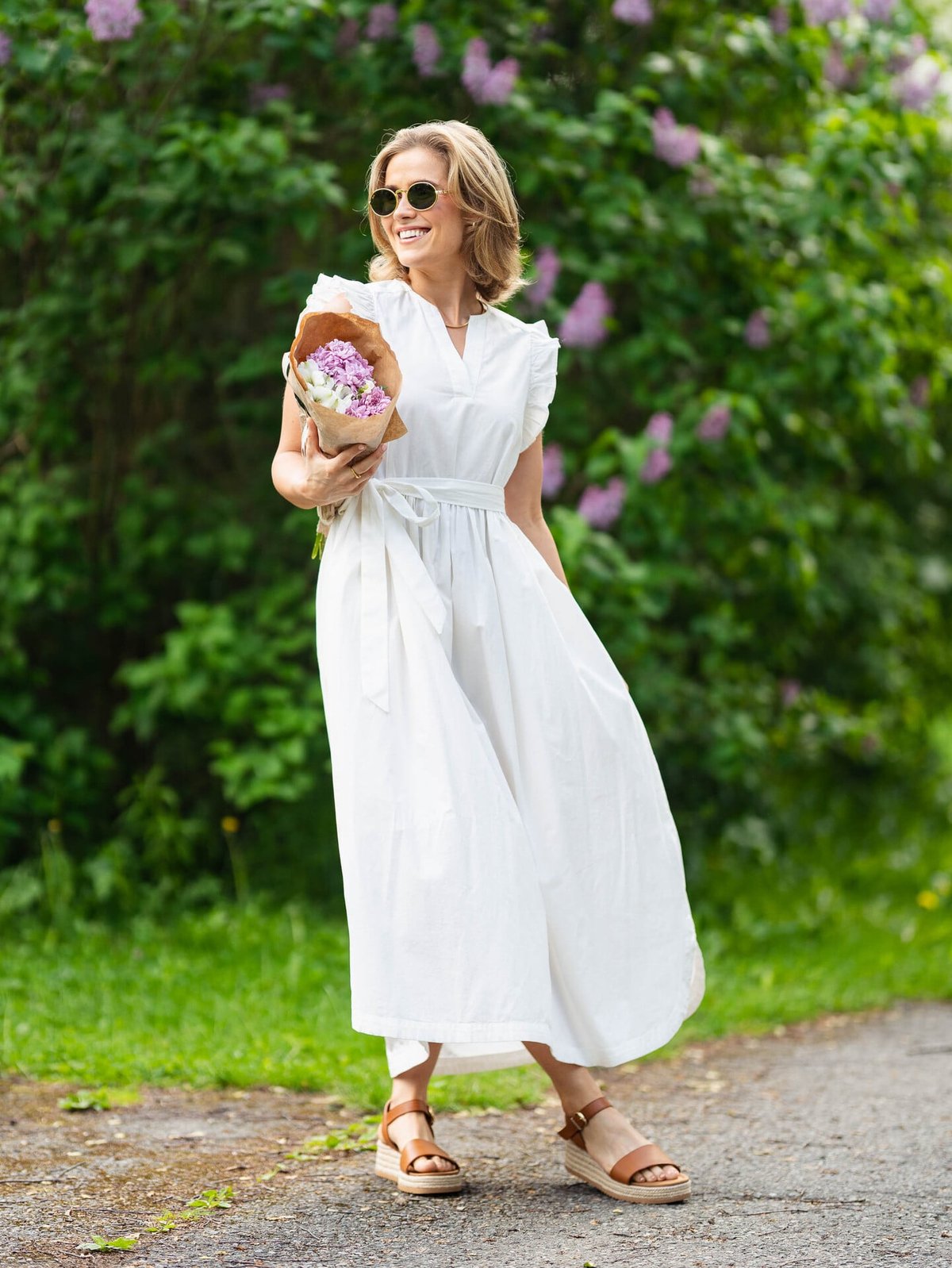 Selected Femme Blair Ida Regular Short Sleeve Long Dress Bright White