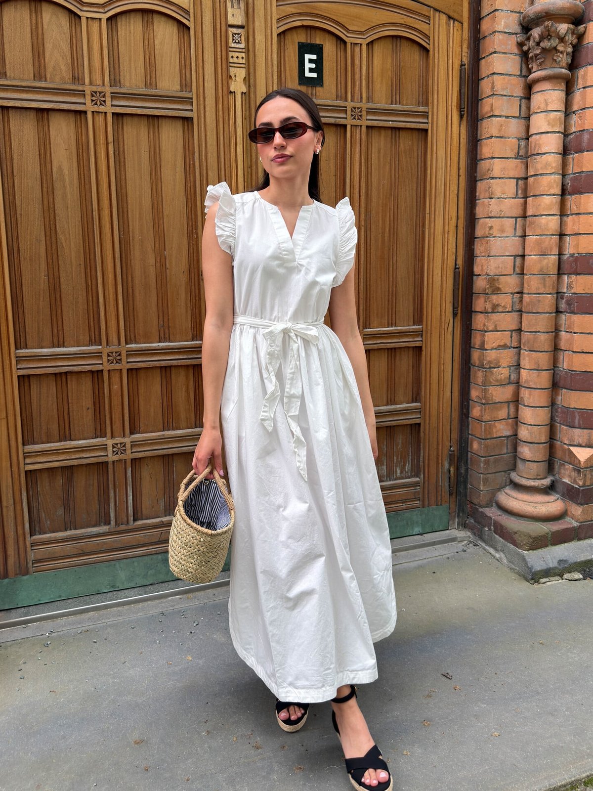 Selected Femme Blair Ida Regular Short Sleeve Long Dress Bright White