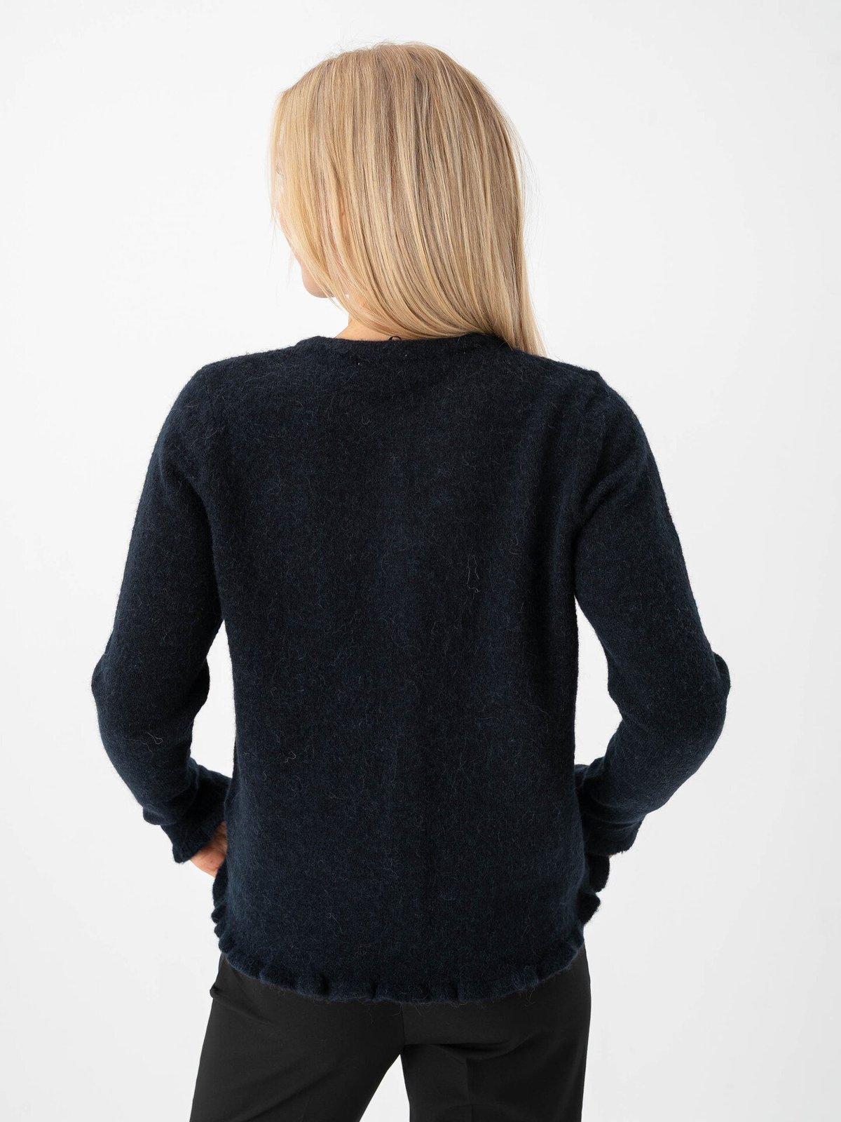 Selected Femme Lulu Frill Long Sleeve Knit Cardigan Dark Sapphire MELANGE