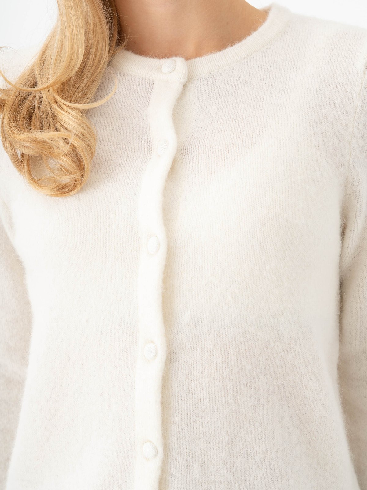 Selected Femme Lulu Frill Long Sleeve Knit Cardigan Snow White MELANGE