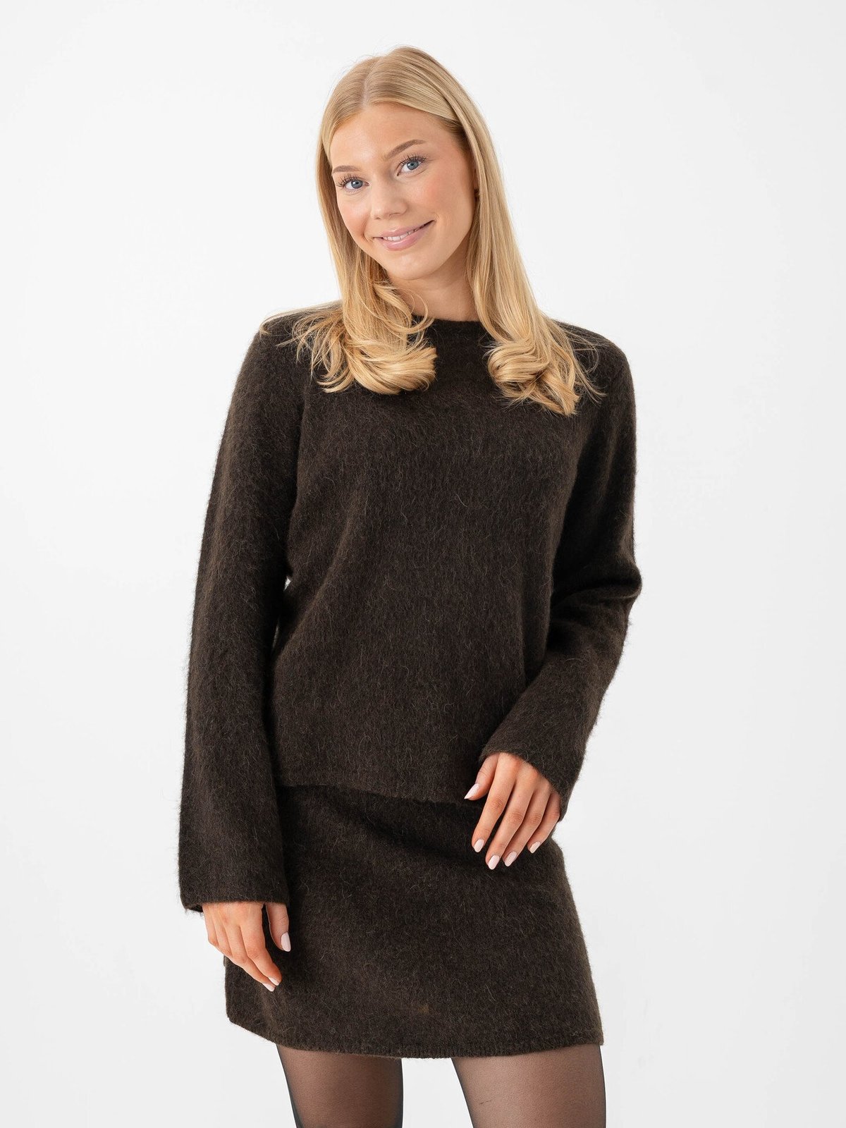 Selected Femme Lulu Brushed Long Sleeve Knit O-Neck Delicioso MELANGE