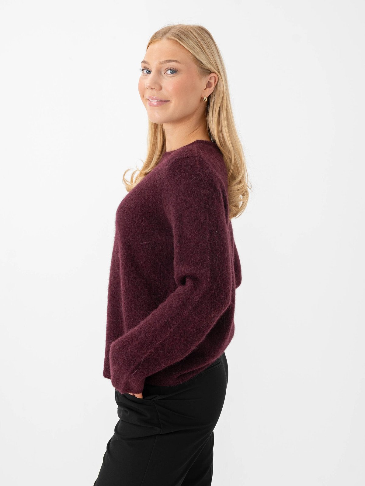 Selected Femme Lulu Brushed Long Sleeve Knit O-Neck Fig