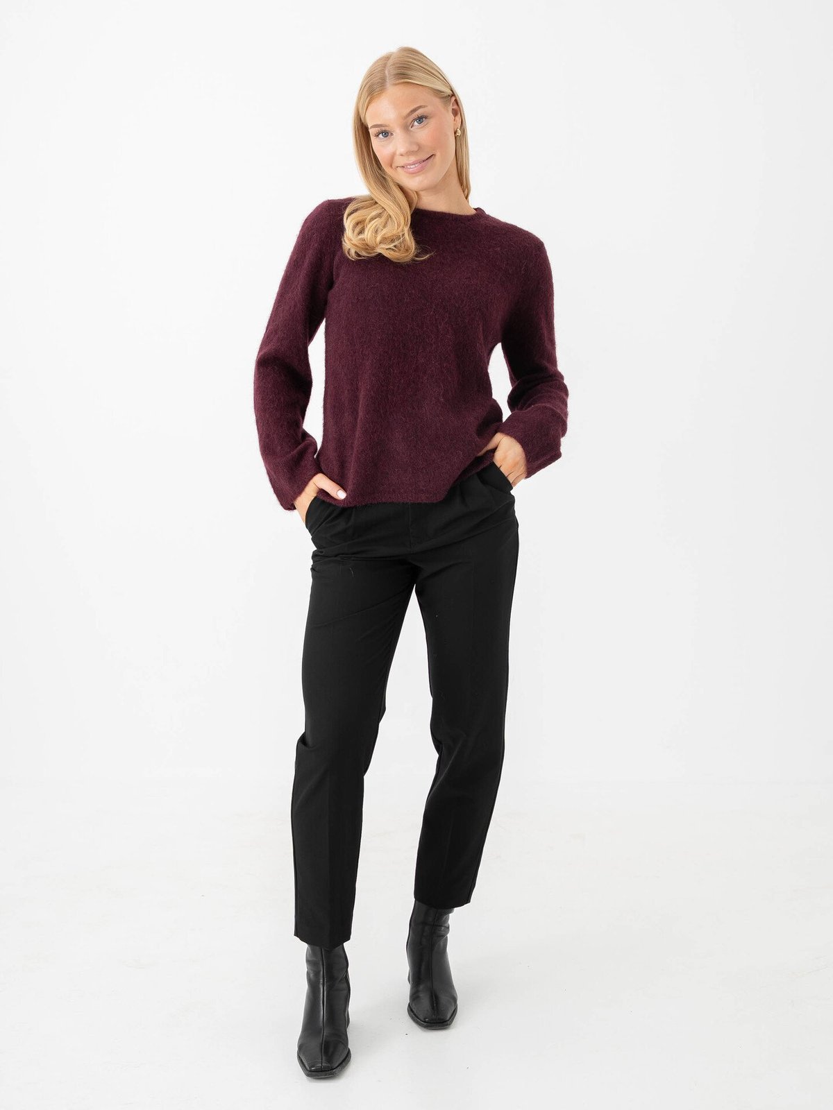 Selected Femme Lulu Brushed Long Sleeve Knit O-Neck Fig