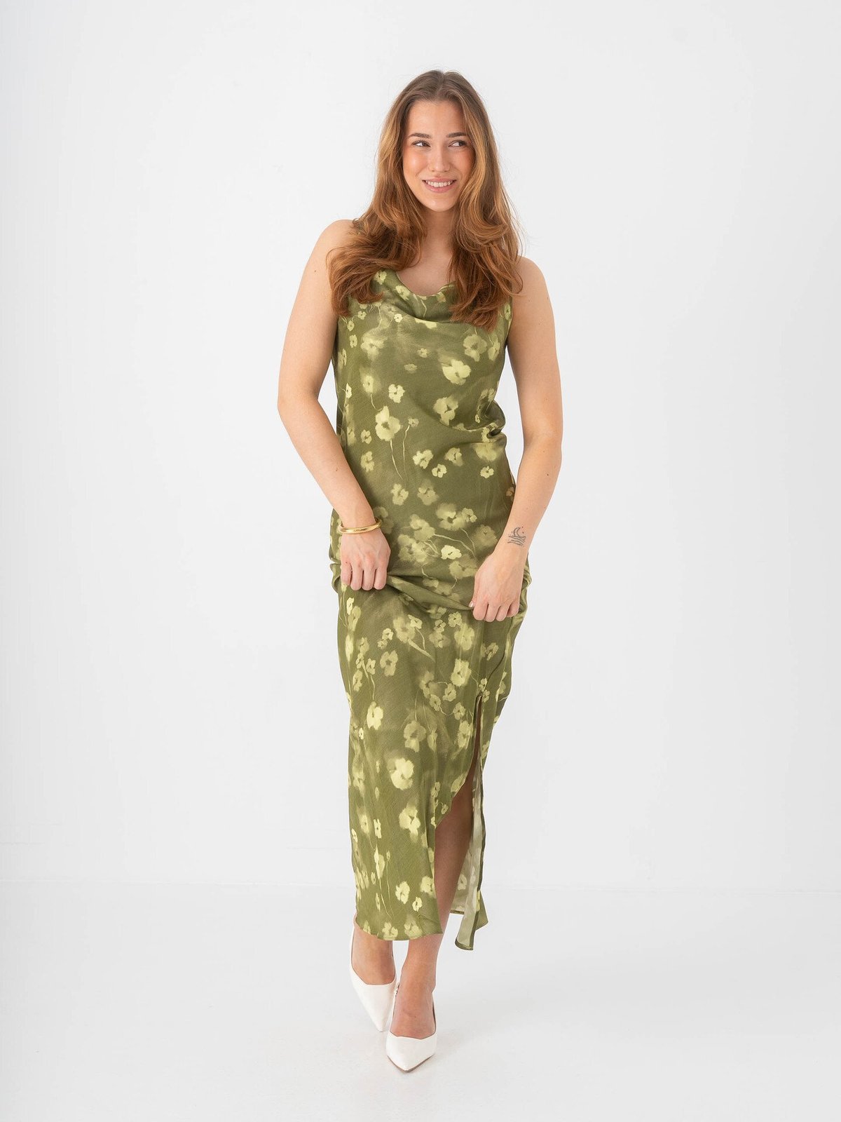 Selected Femme Giona Slim Ankle Strap Dress Lint All Over Print Flower