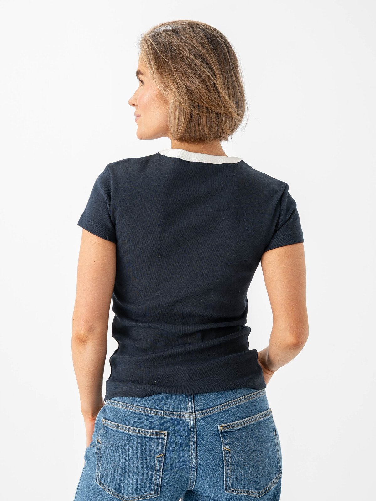 Selected Femme Milly Short Sleeve Tee Dark Sapphire