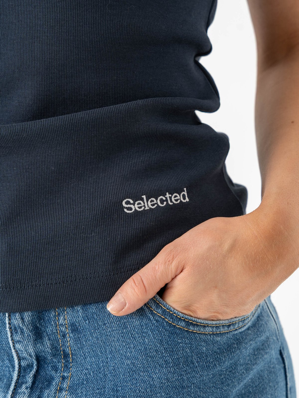 Selected Femme Milly Short Sleeve Tee Dark Sapphire