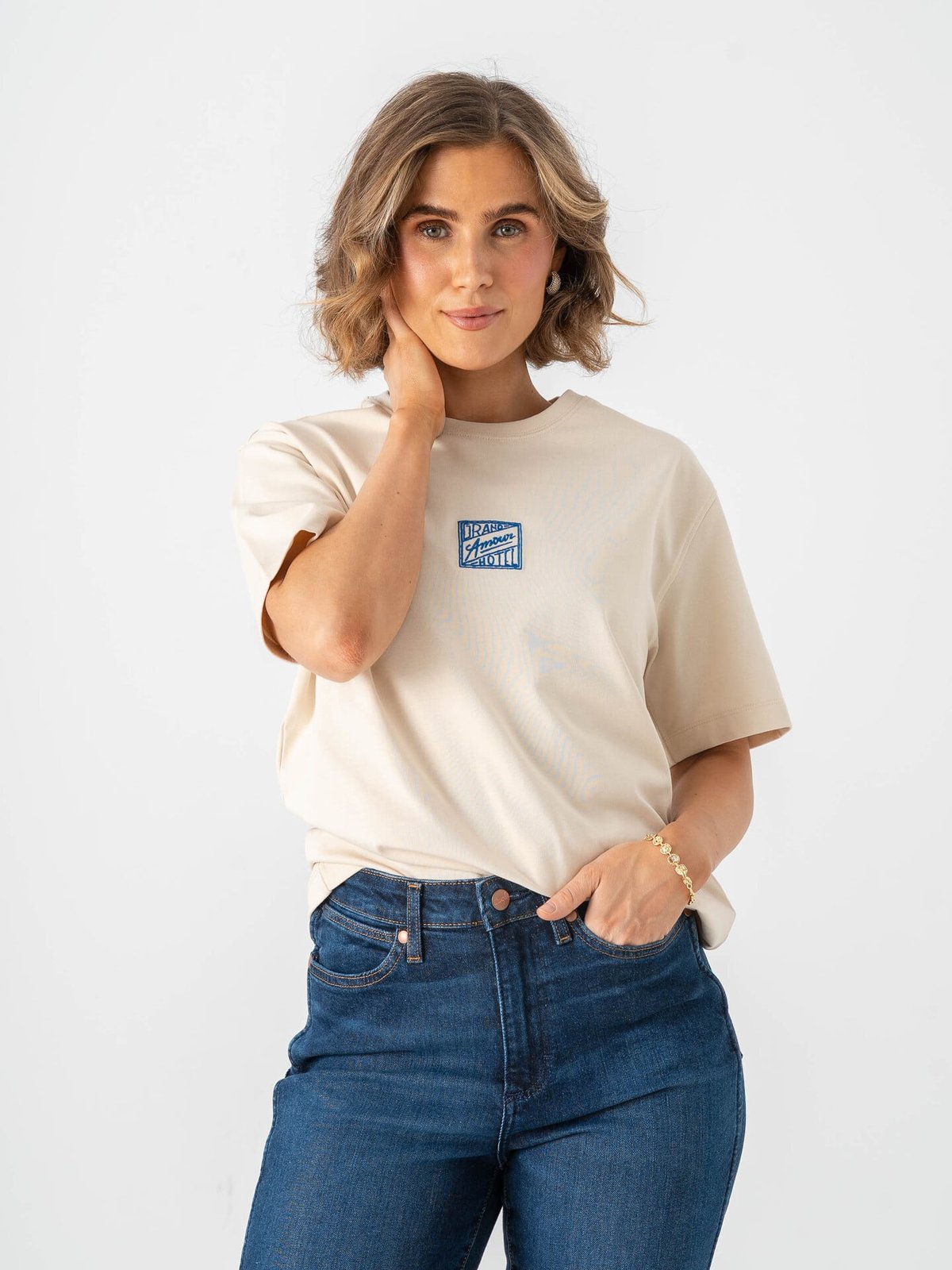 Selected Femme Relaxed Brook Short Sleeve Hotel Amour Tee Angora