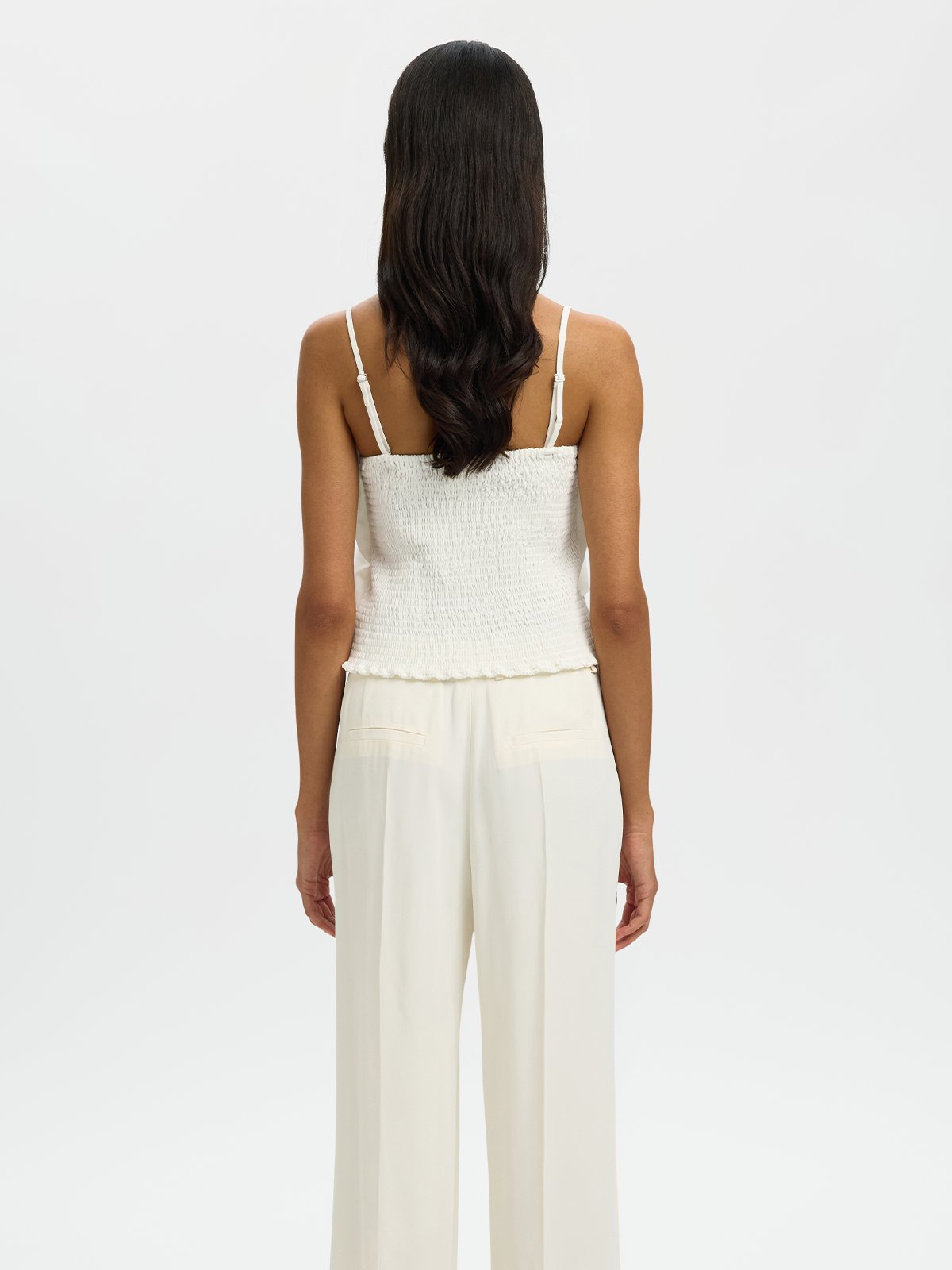 Selected Femme Vinelle Pleated Bandeau Top Snow White