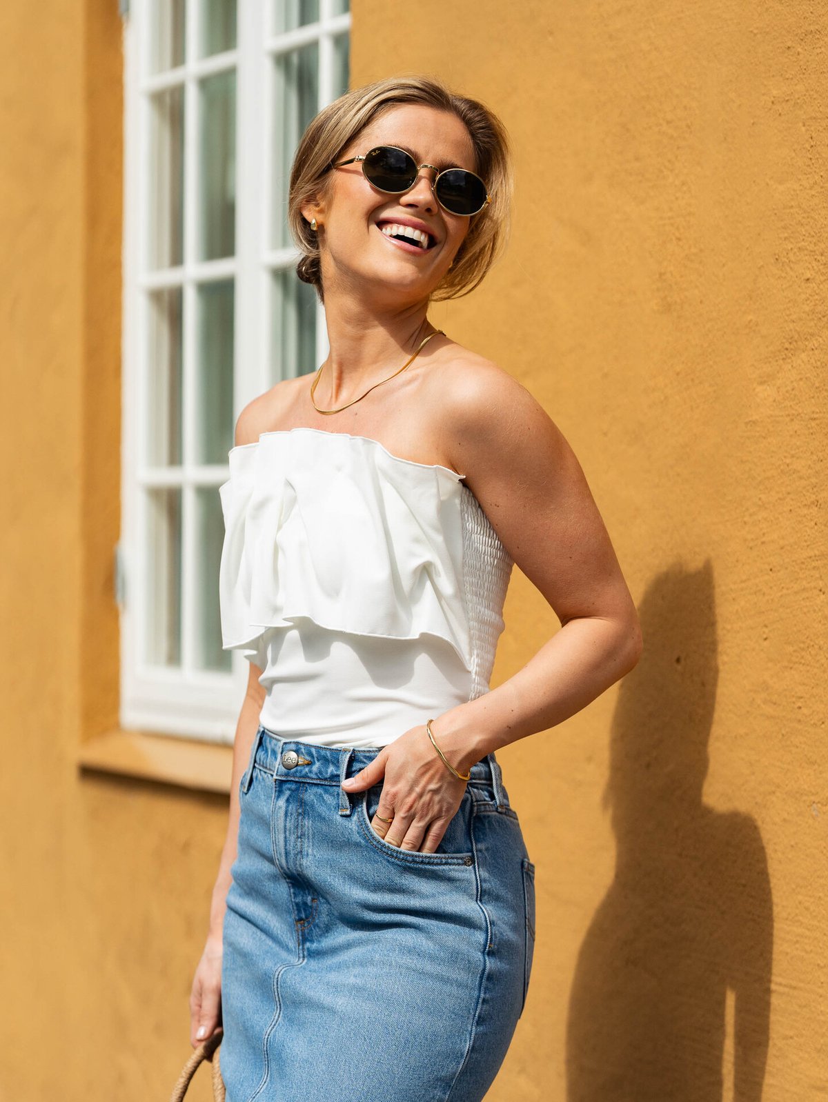 Selected Femme Vinelle Pleated Bandeau Top Snow White