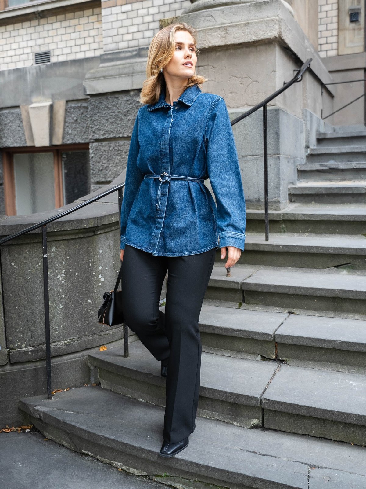 Selected Femme Rita Midwaist Slim Flared Pant Black