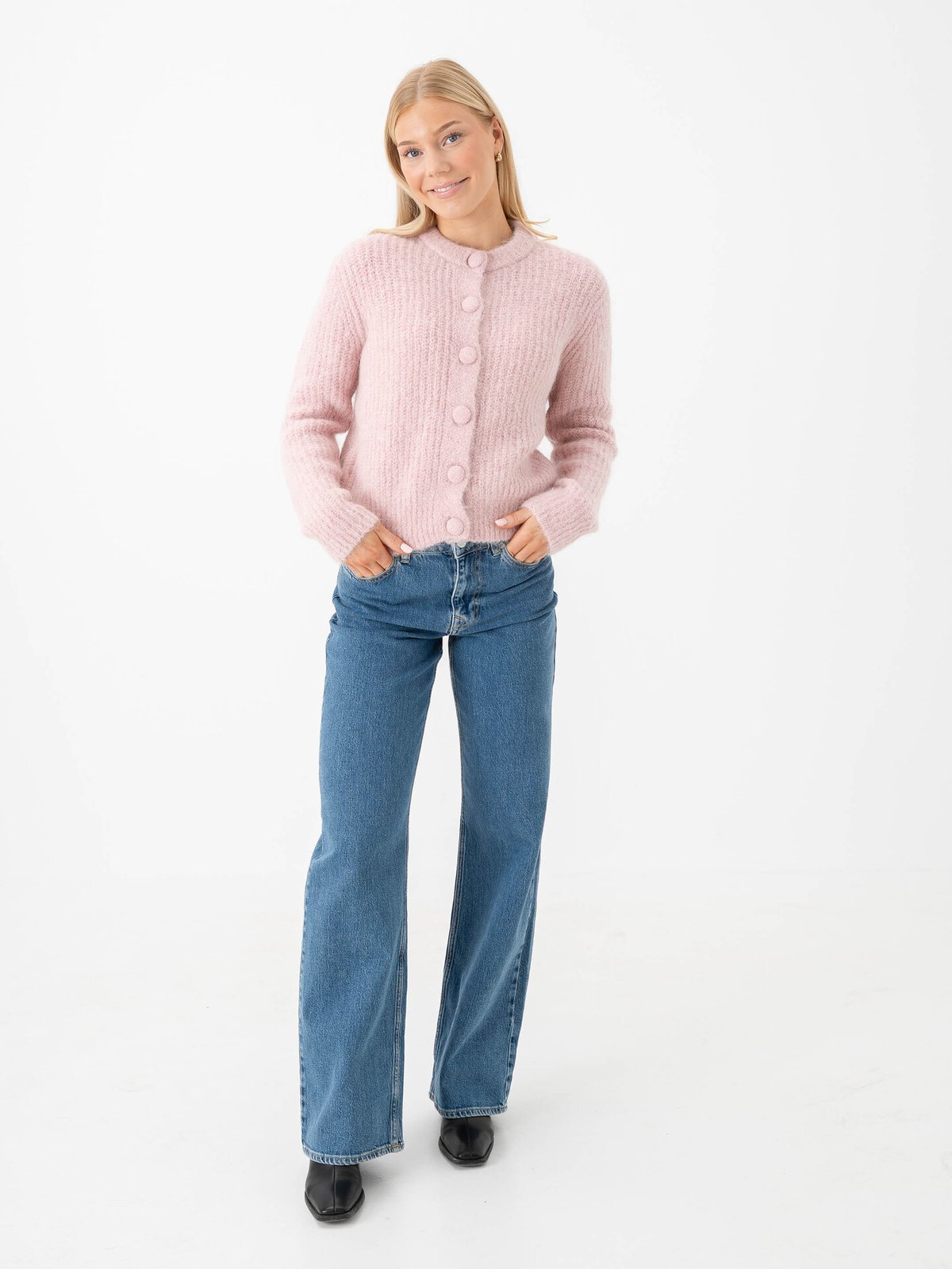 Selected Femme Gabriella Long Sleeve O-Neck Button Cardigan Bleached Mauve