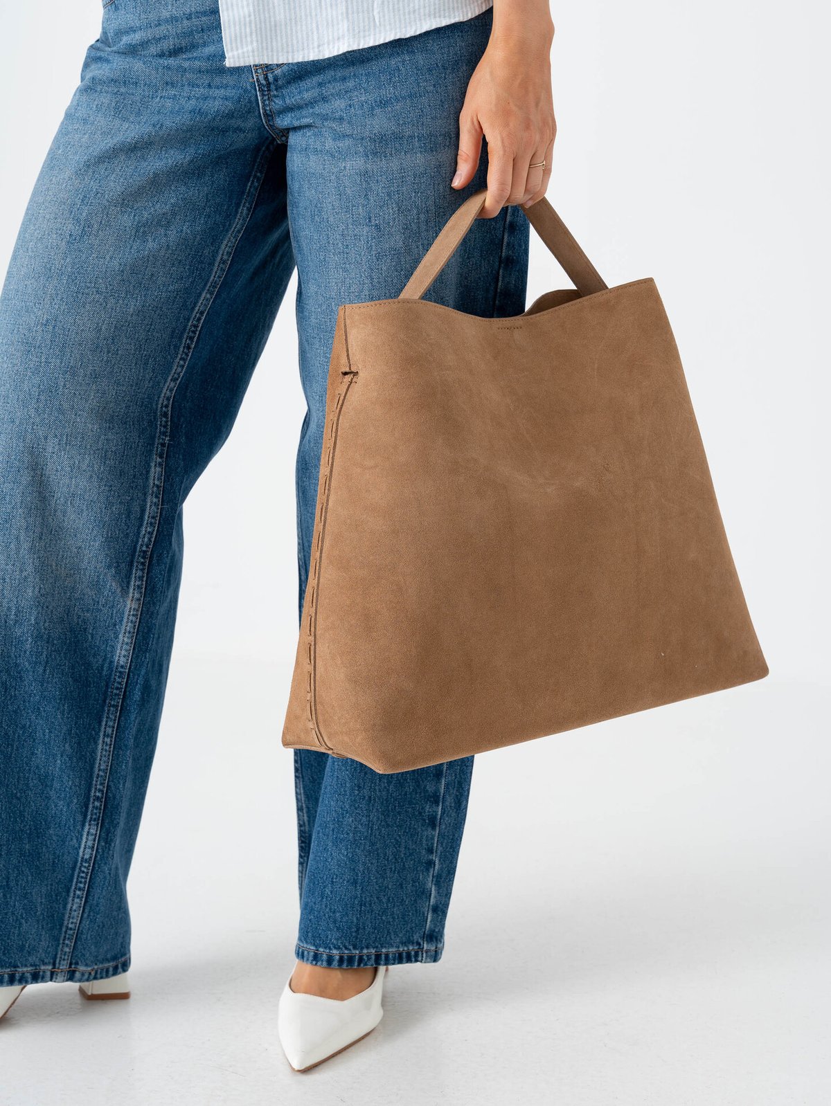 Selected Femme Stella Large Suede Bag Tan