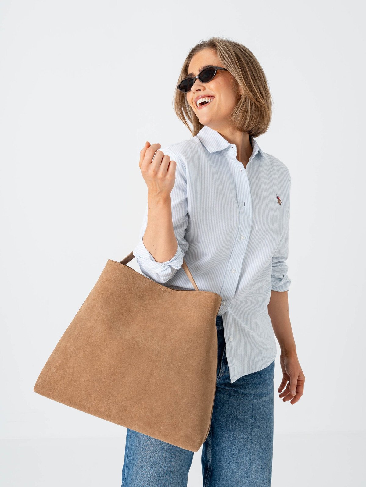 Selected Femme Stella Large Suede Bag Tan