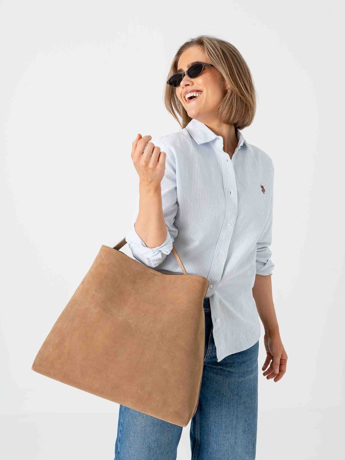 Selected Femme Stella Large Suede Bag Tan