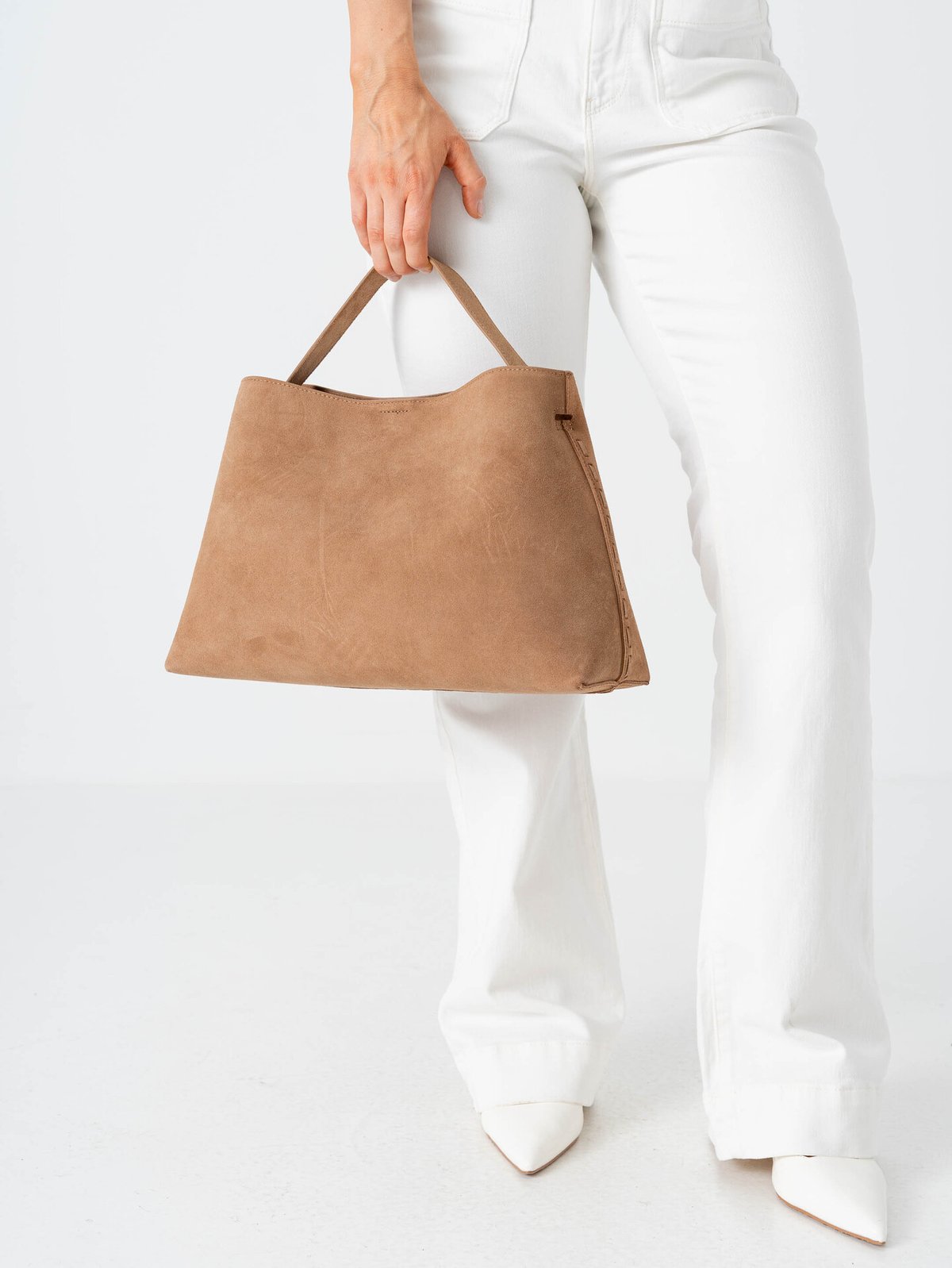 Selected Femme Stella Medium Suede Bag Tan