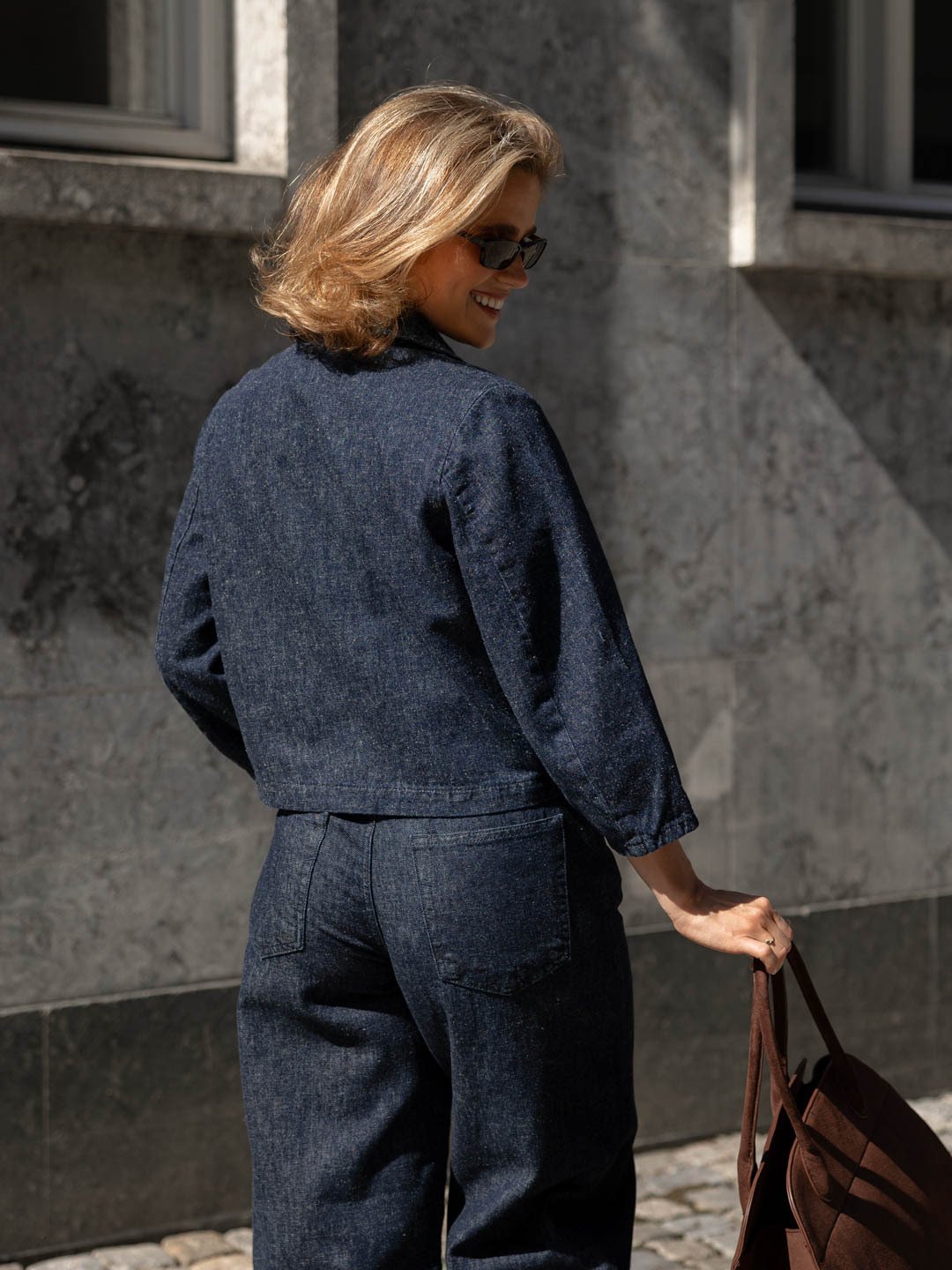 Selected Femme Relaxed Hanny 3/4 Denim Jacket Dark Blue Denim