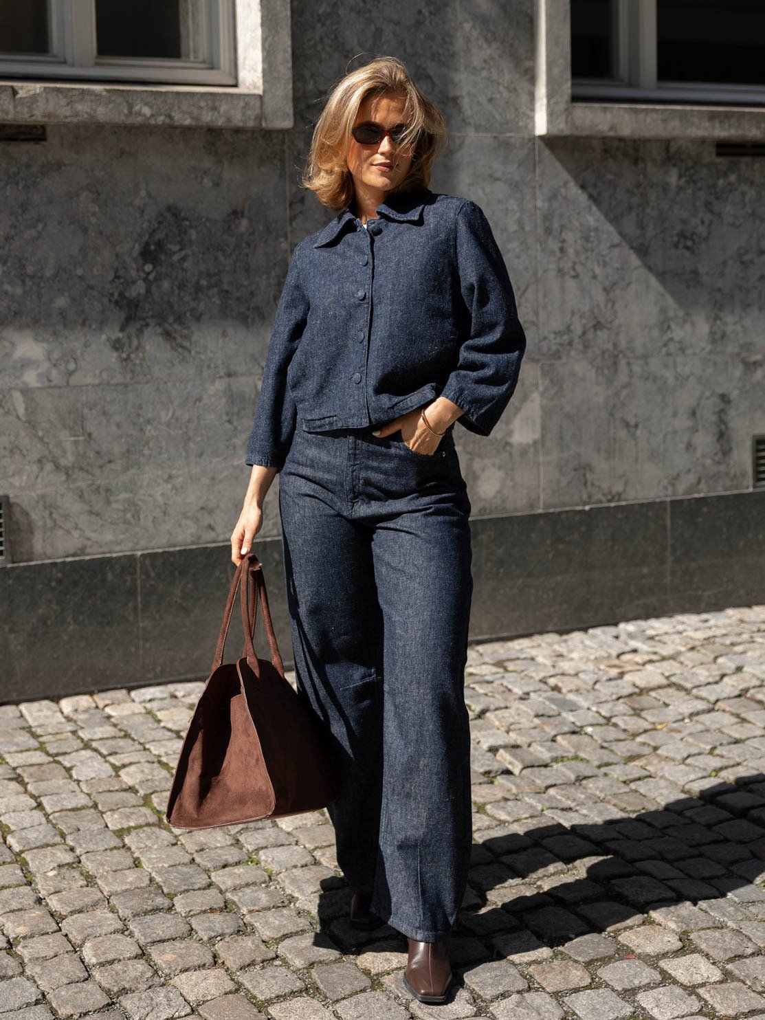 Selected Femme Loose Barrel Hanny Mid Waist Jeans Dark Blue Denim