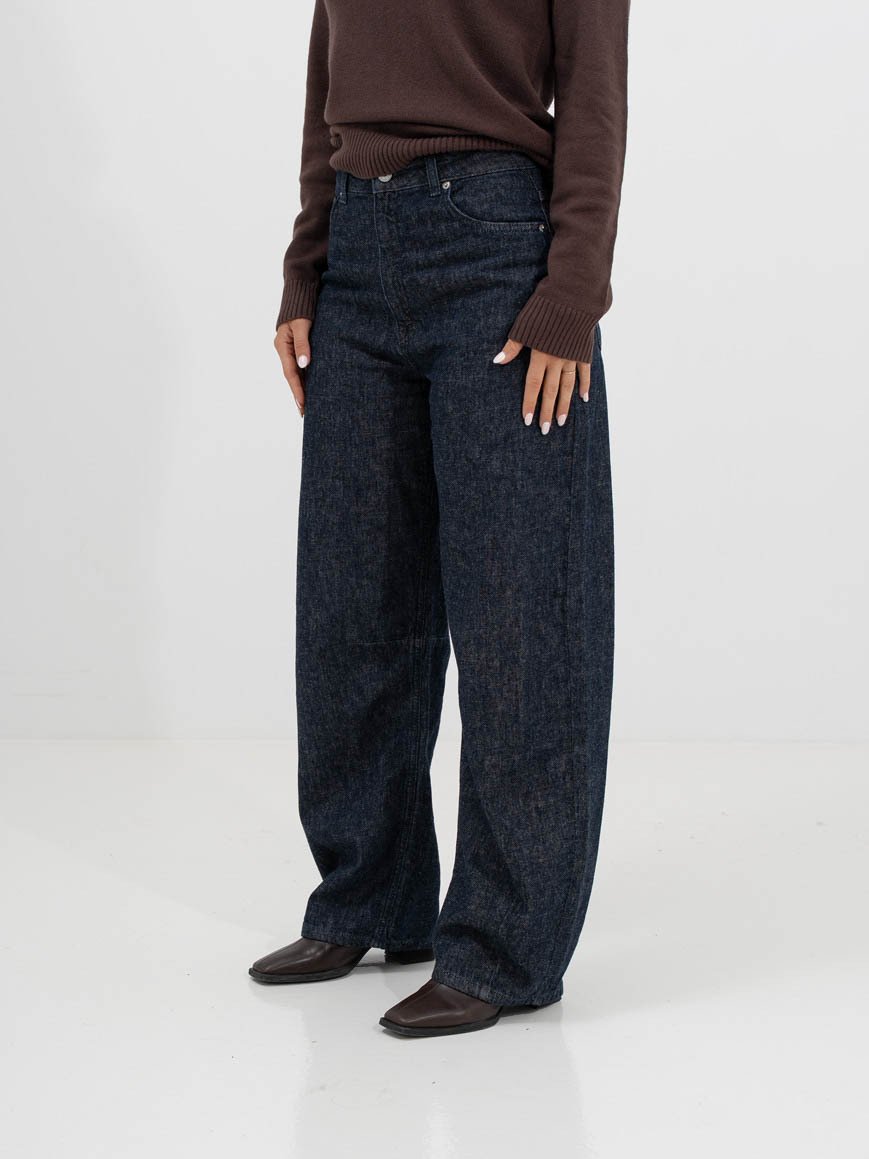 Selected Femme Loose Barrel Hanny Mid Waist Jeans Dark Blue Denim