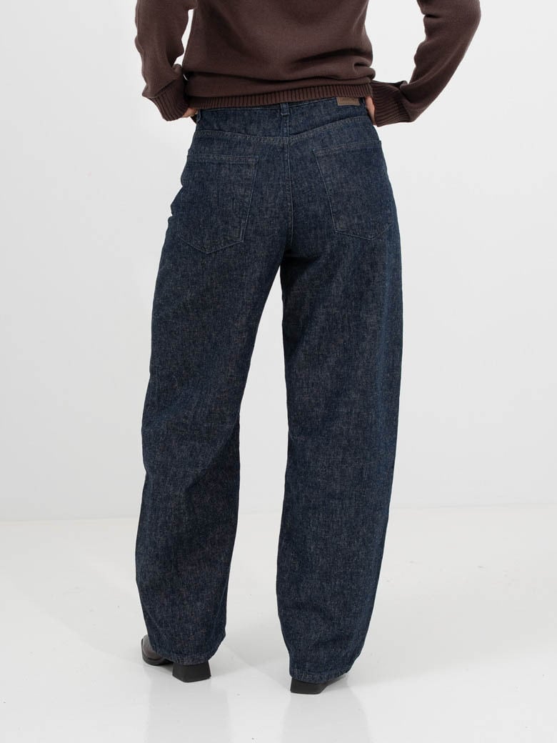 Selected Femme Loose Barrel Hanny Mid Waist Jeans Dark Blue Denim
