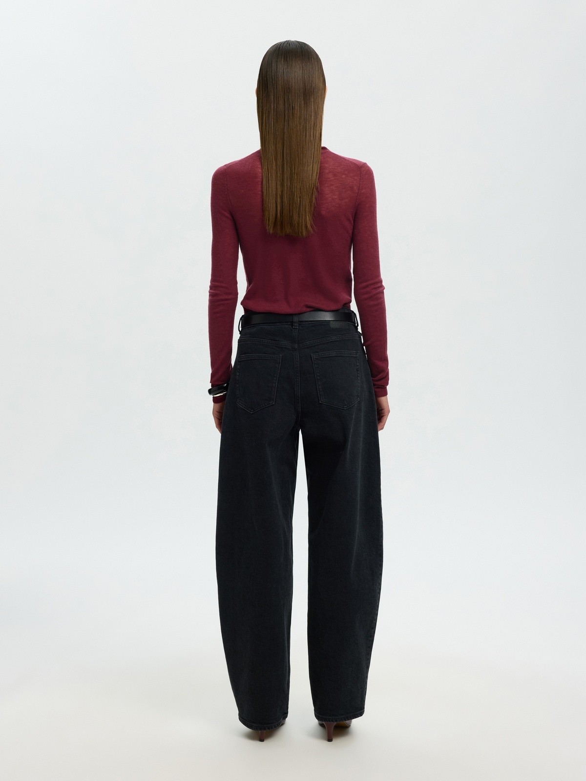 Selected Femme Vendy Wool Long Sleeve Knit Roll Neck Tawny Port