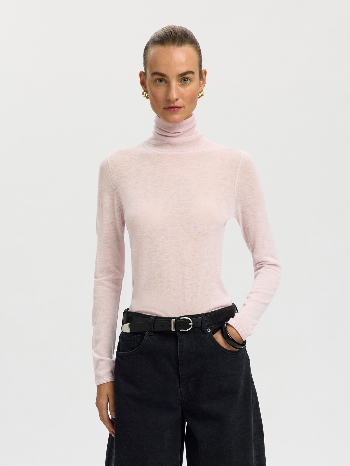 Selected Femme Vendy Wool Long Sleeve Knit Roll Neck Winsome Orchid