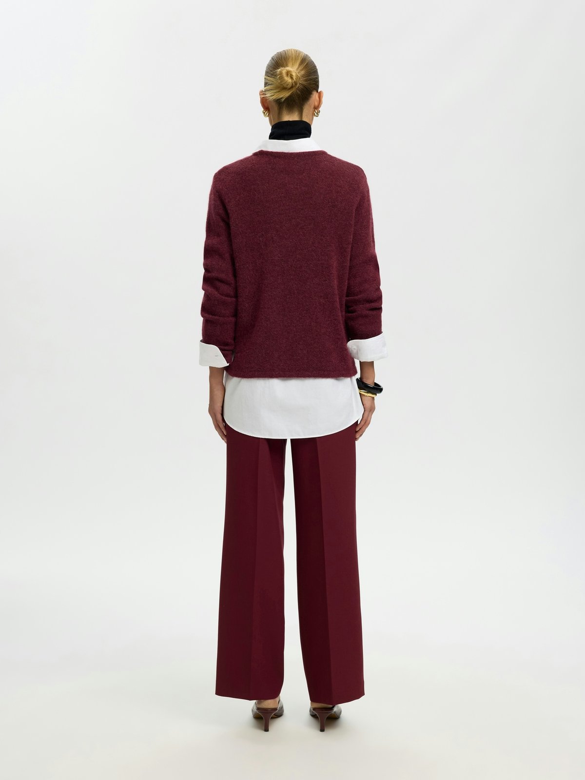 Selected Femme Lulu New Long Sleeve Knit O-Neck Tawny Port
