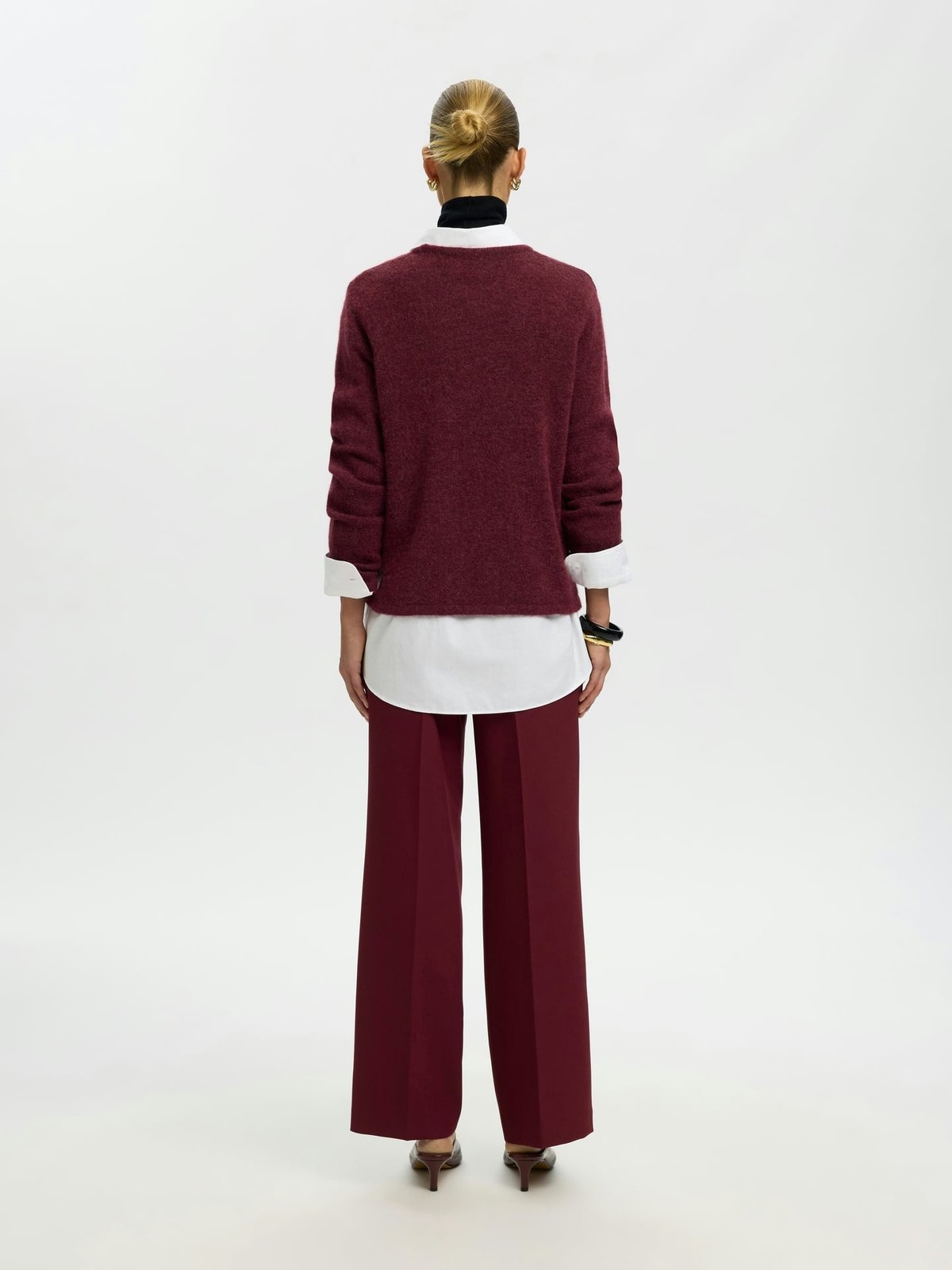 Selected Femme Lulu New Long Sleeve Knit O-Neck Tawny Port