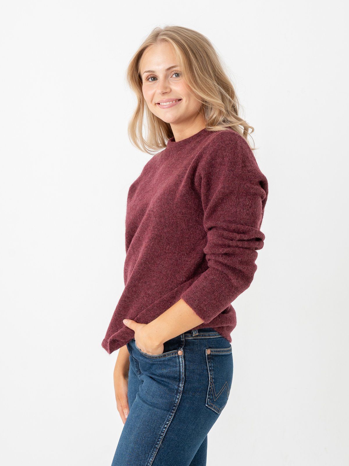 Selected Femme Lulu New Long Sleeve Knit O-Neck Tawny Port