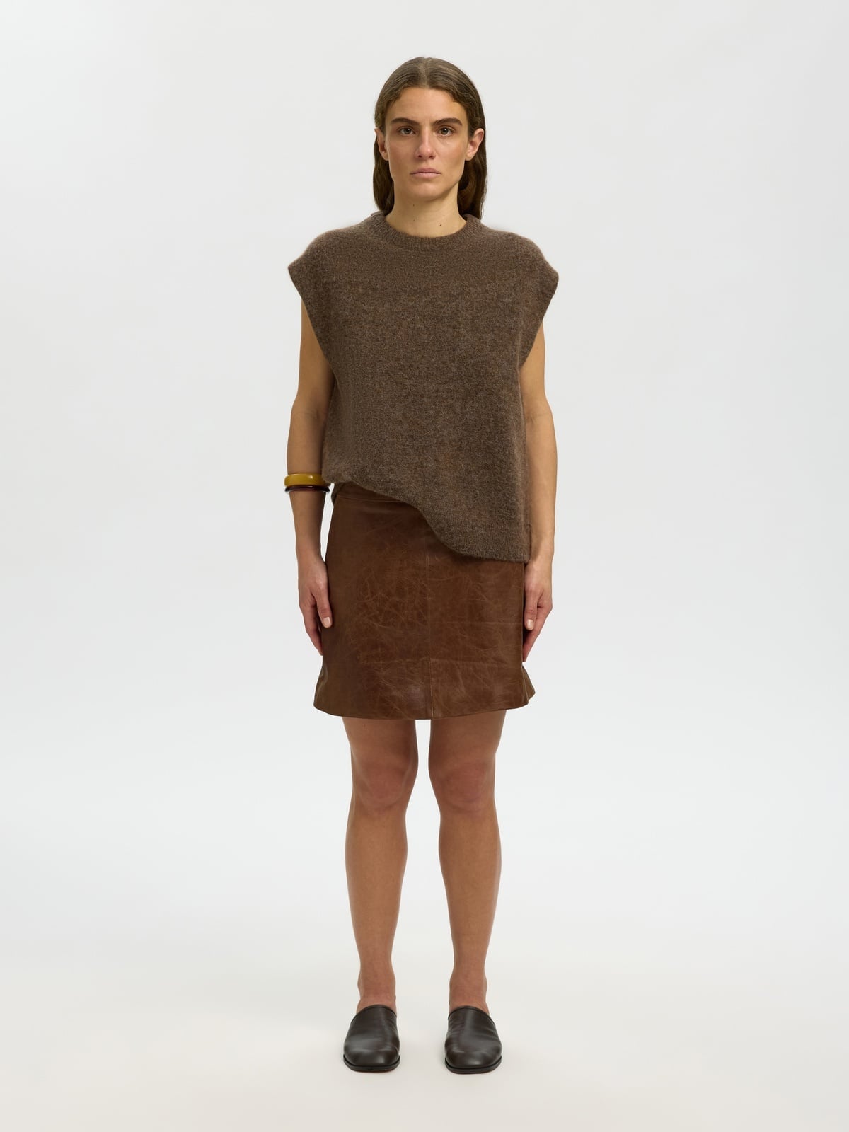 Selected Femme Lulu Short Sleeve Knit Vest Dachshund Melange