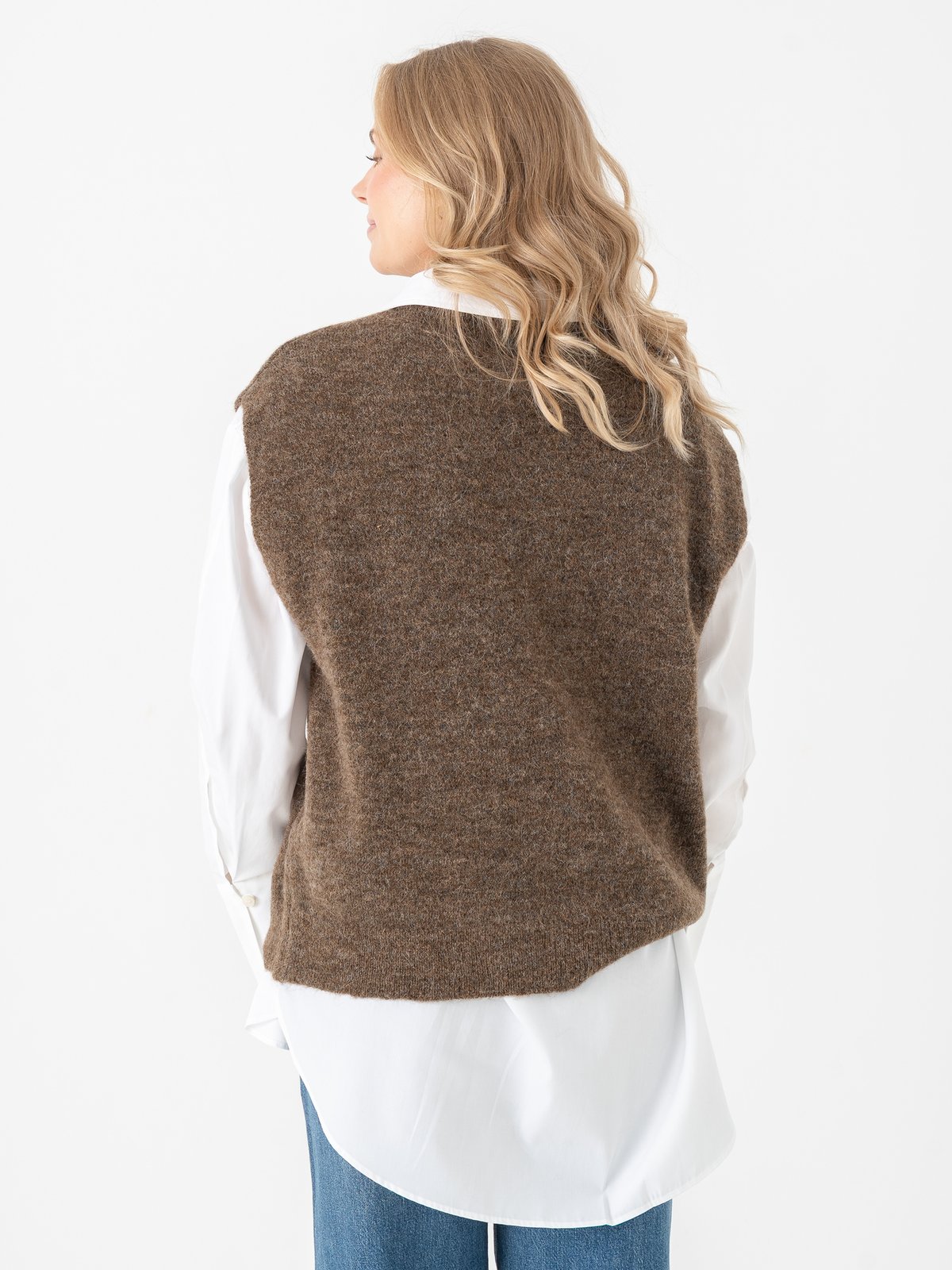 Selected Femme Lulu Short Sleeve Knit Vest Dachshund Melange