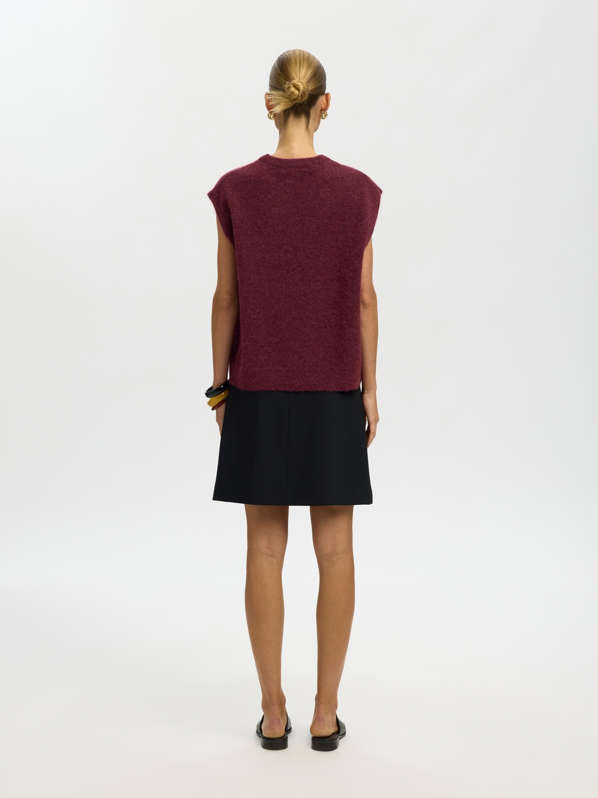 Selected Femme Lulu Short Sleeve Knit Vest Tawny Port