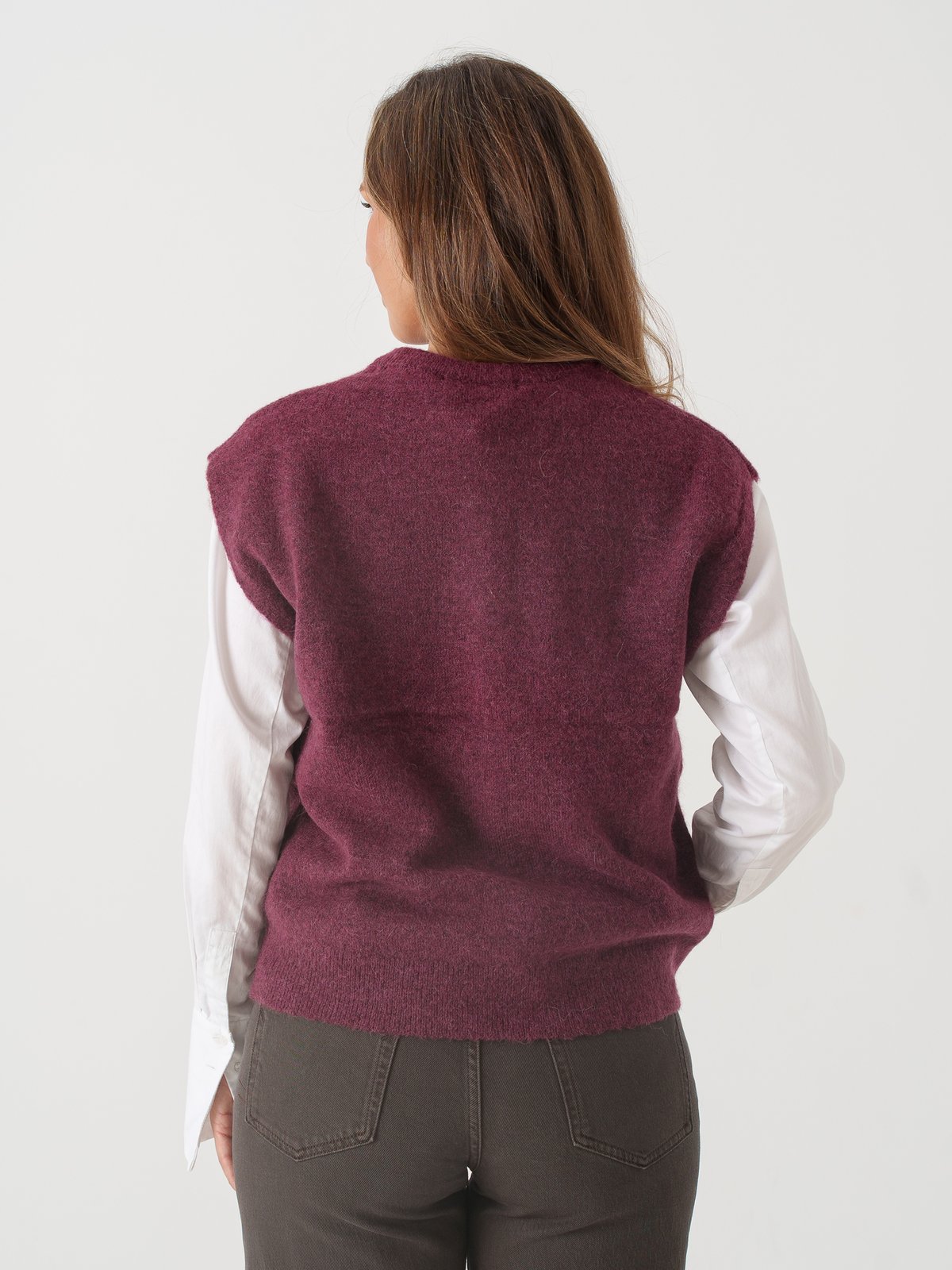Selected Femme Lulu Short Sleeve Knit Vest Tawny Port