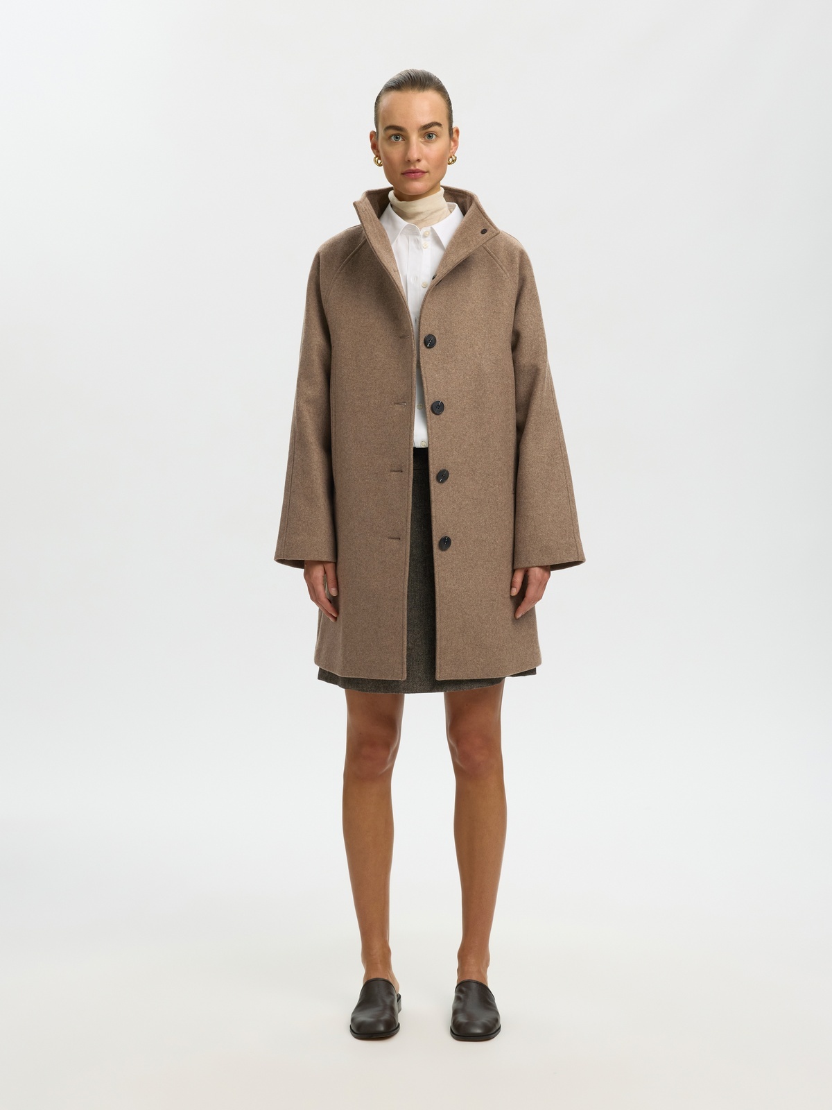 Selected Femme Zia-Vinni Wool Blend Coat Fallen Rock MELANGE