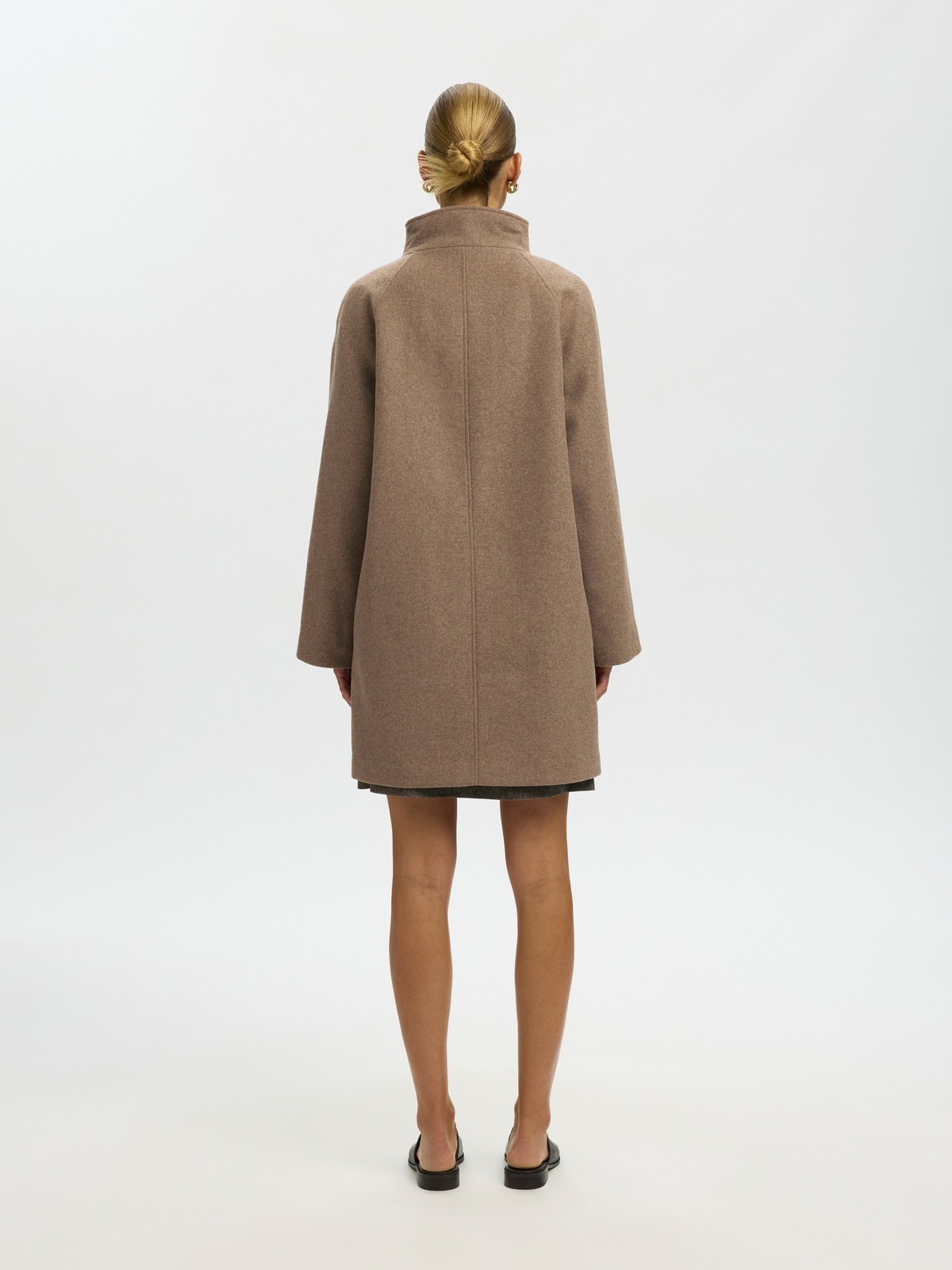 Selected Femme Zia-Vinni Wool Blend Coat Fallen Rock MELANGE