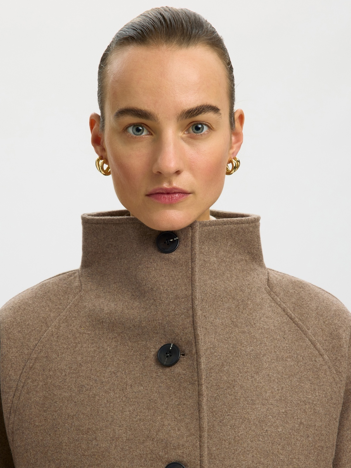 Selected Femme Zia-Vinni Wool Blend Coat Fallen Rock MELANGE