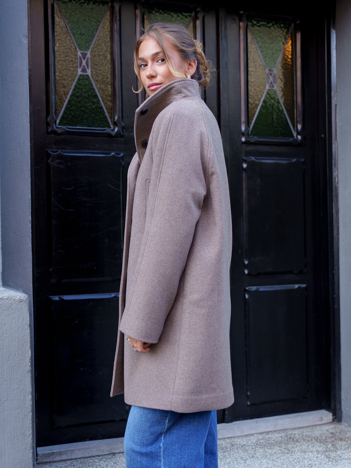 Selected Femme Zia-Vinni Wool Blend Coat Fallen Rock MELANGE